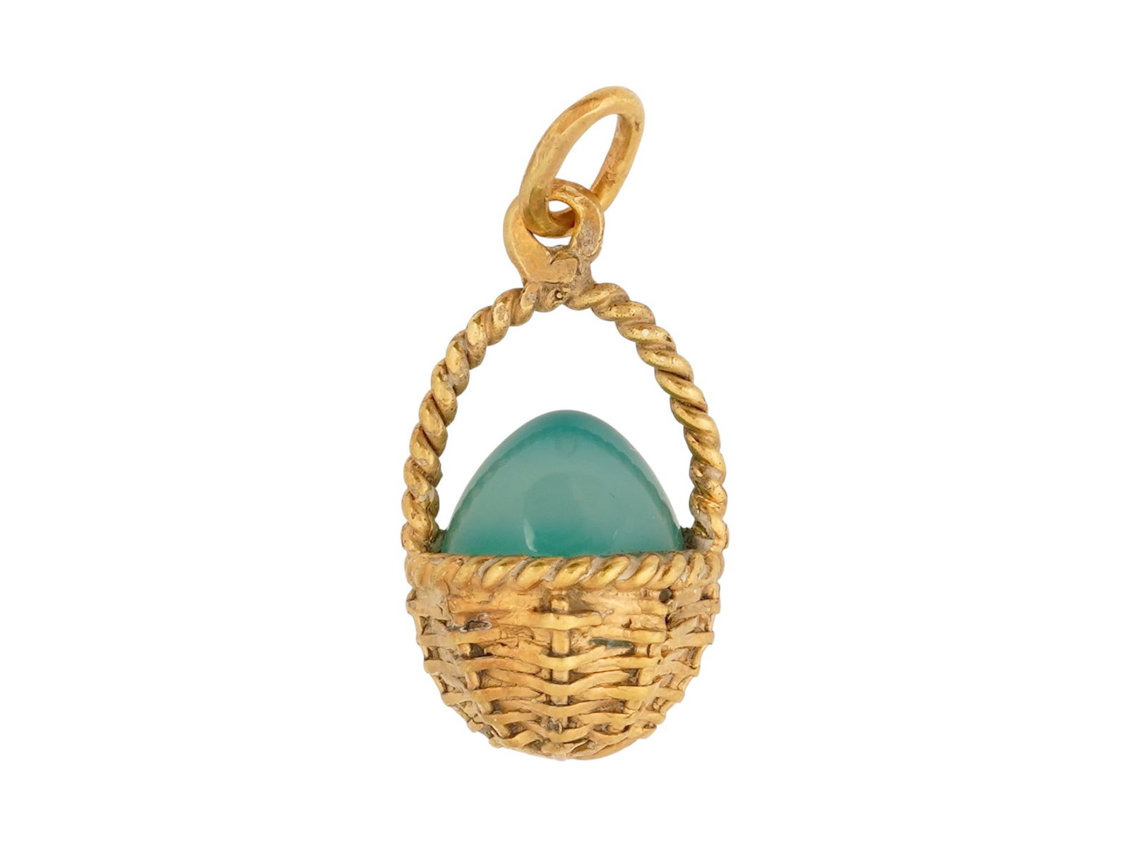 RUSSIAN SILVER CHRYSOPRASE BASKET EASTER EGG PENDANT (1 of 5)