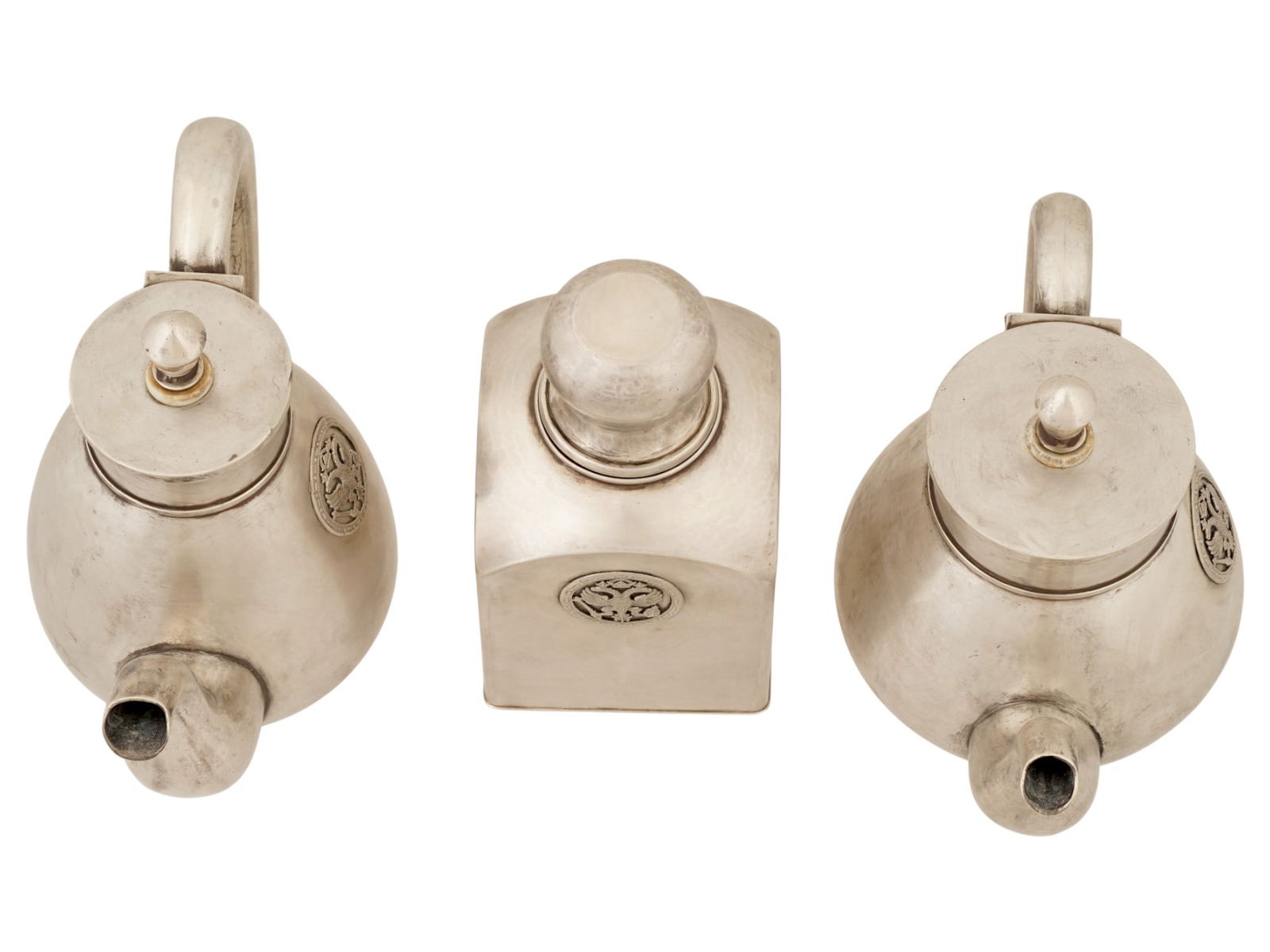 RUSSIAN SILVER IMPERIAL PRESENTATION 5 PIECES TEA SET - 10