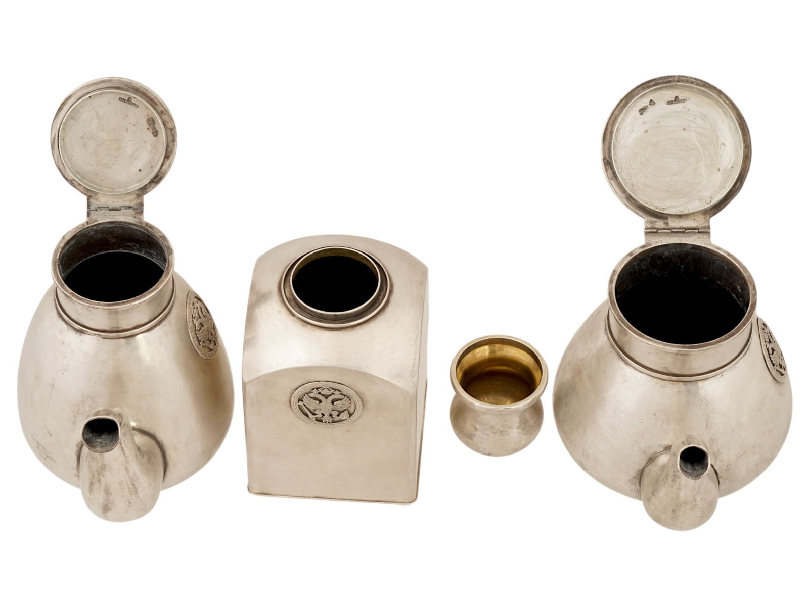 RUSSIAN SILVER IMPERIAL PRESENTATION 5 PIECES TEA SET - 11