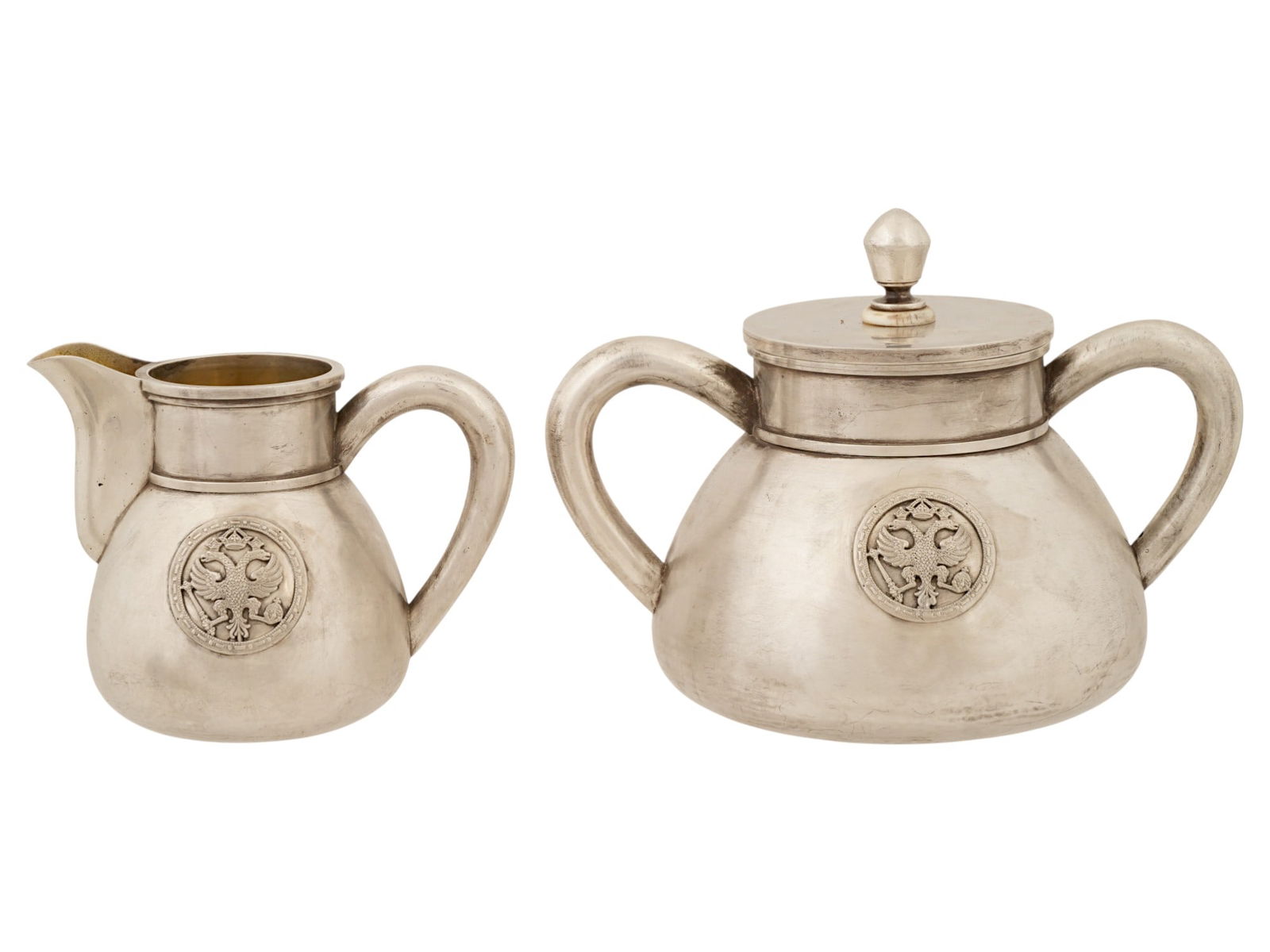 RUSSIAN SILVER IMPERIAL PRESENTATION 5 PIECES TEA SET - 6