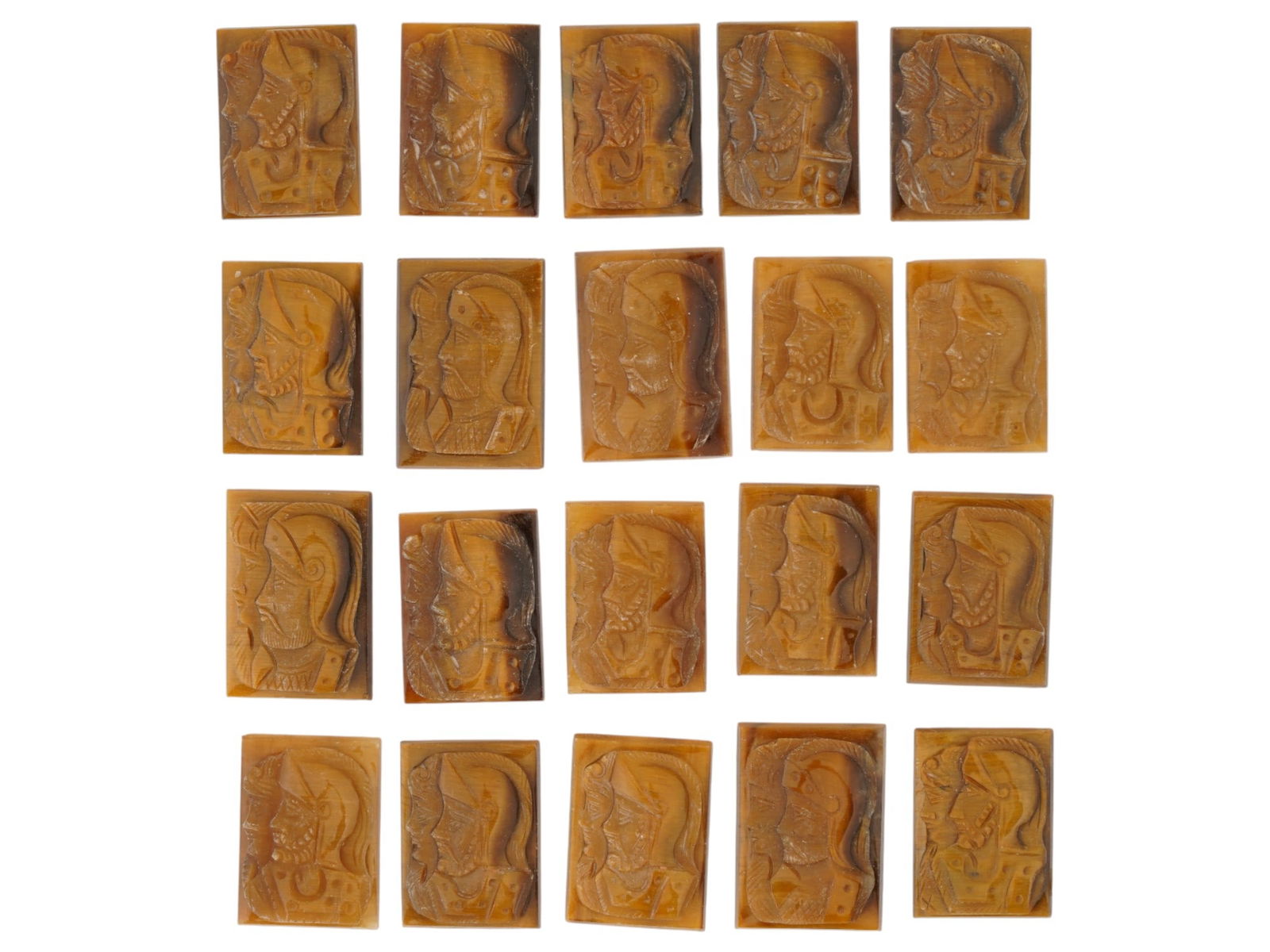 COLLECTION OF PORTRAIT CARVED TIGERS EYE STONE CAMEOS (1 of 6)