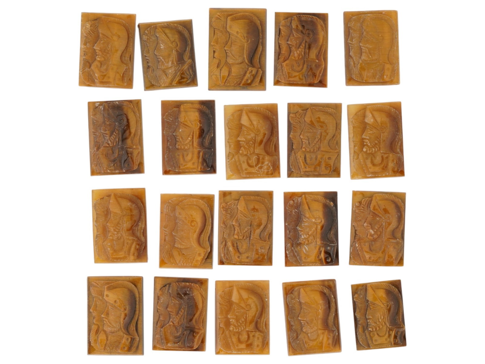 COLLECTION OF PORTRAIT CARVED TIGERS EYE STONE CAMEOS (1 of 6)