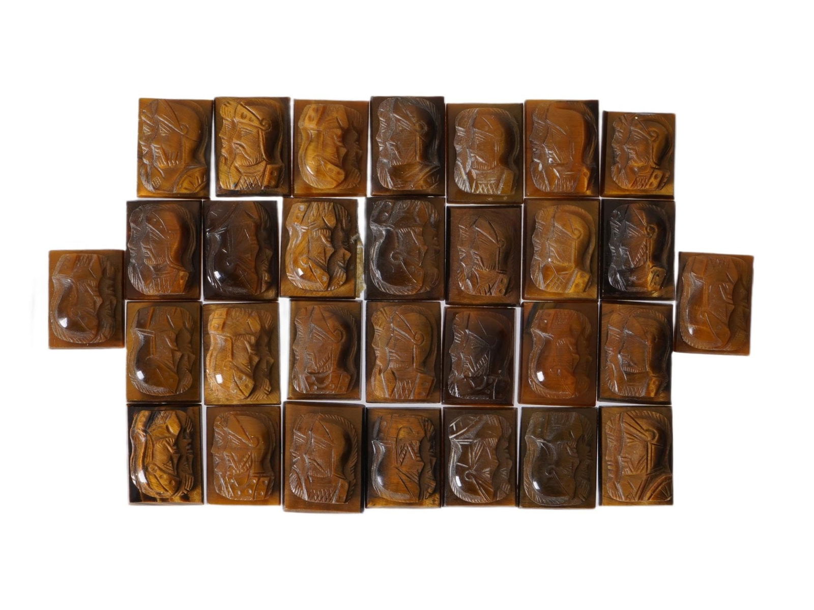 COLLECTION OF PORTRAIT CARVED TIGERS EYE STONE CAMEOS (1 of 3)