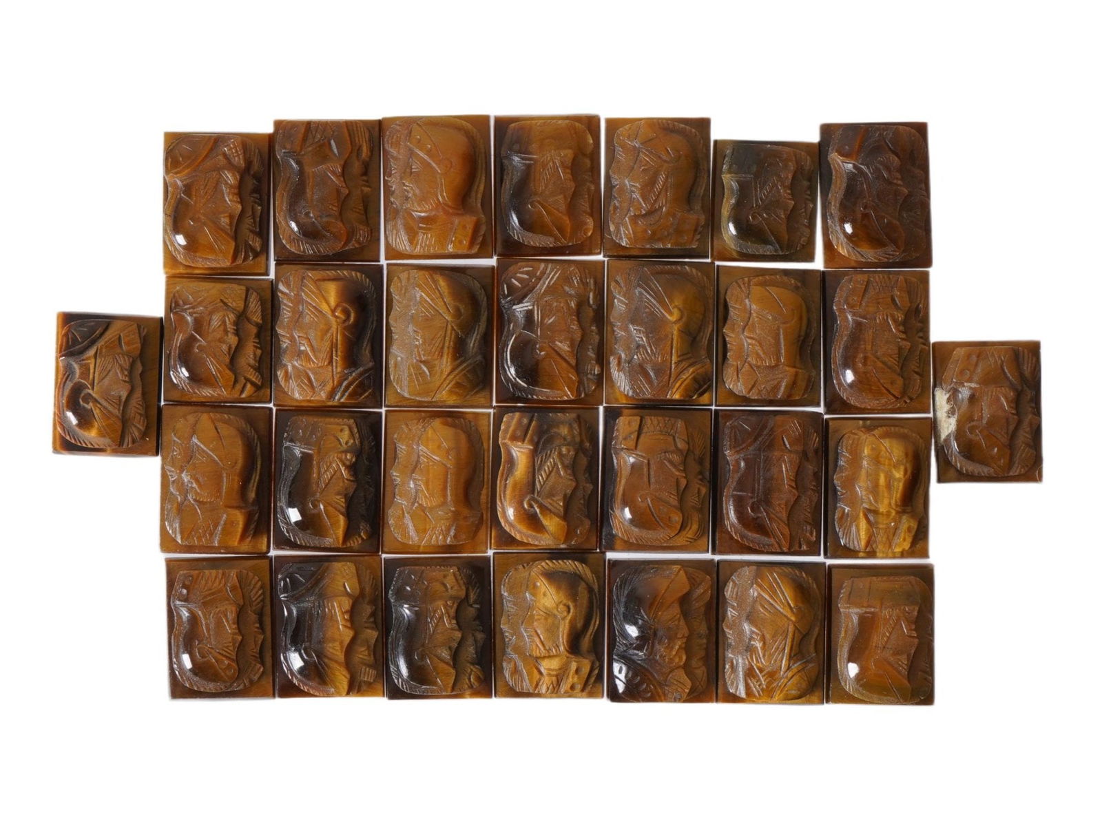 COLLECTION OF PORTRAIT CARVED TIGERS EYE CAMEOS (1 of 3)