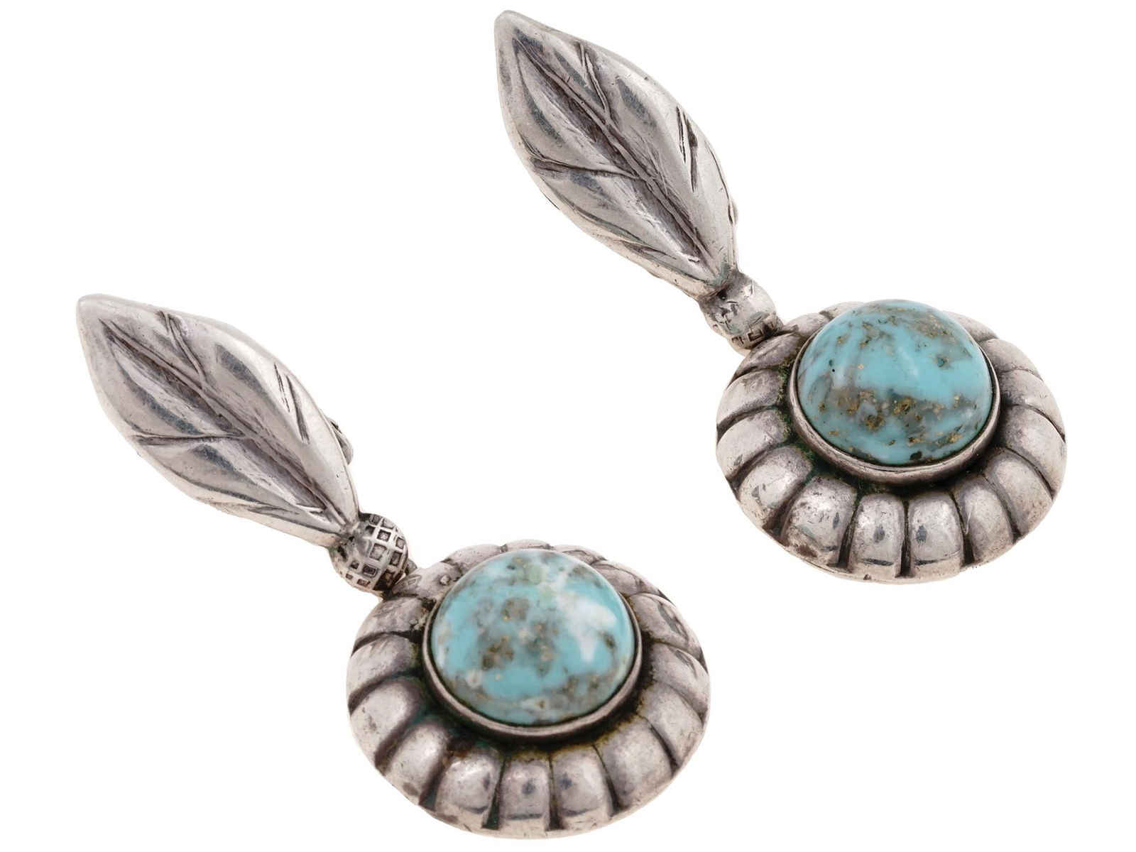 AMERICAN SILVER EARRINGS WITH TURQUOISE STONES (1 of 5)