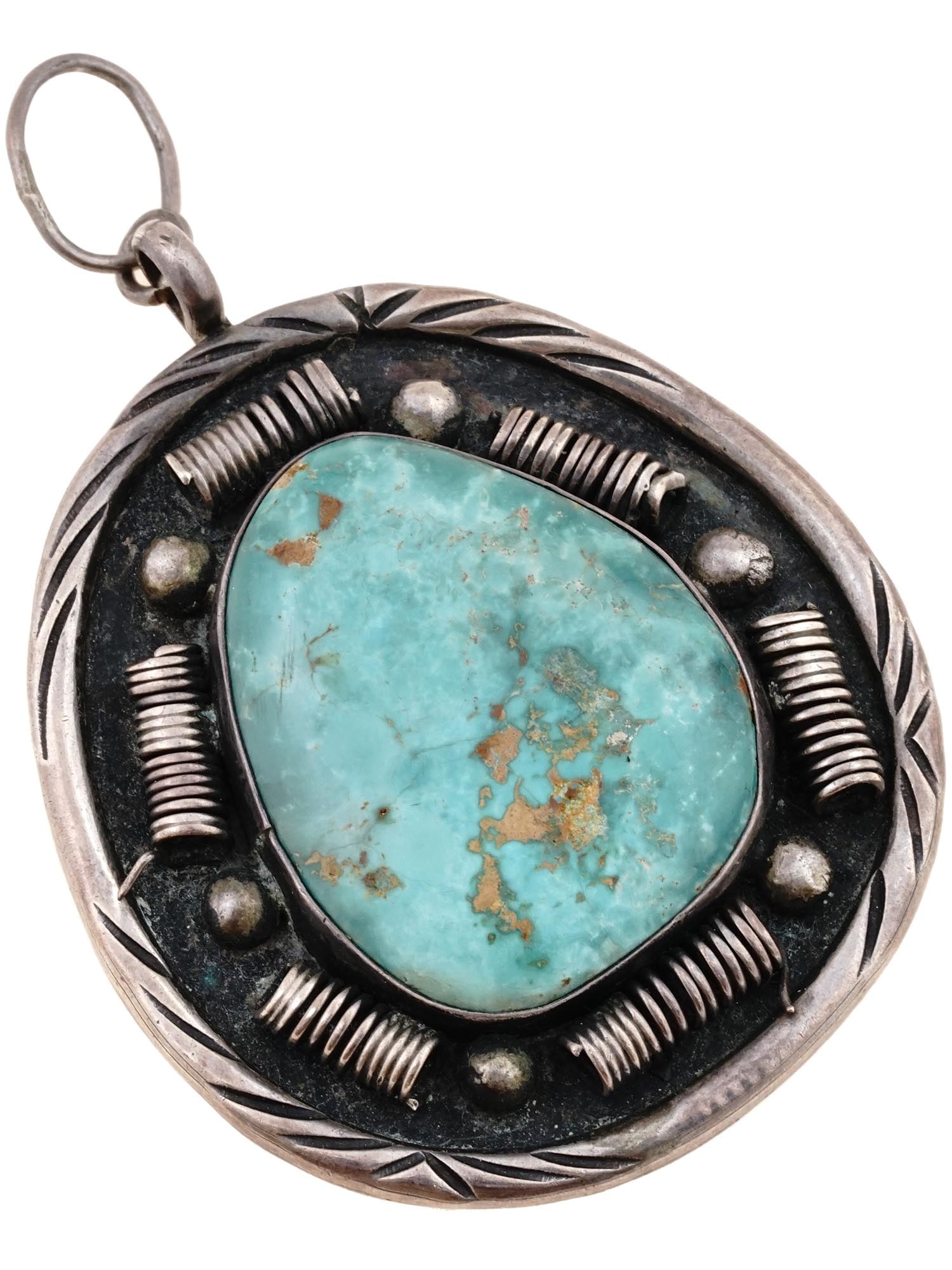 NATIVE AMERICAN STERLING SILVER TURQUOISE PENDANT (1 of 3)