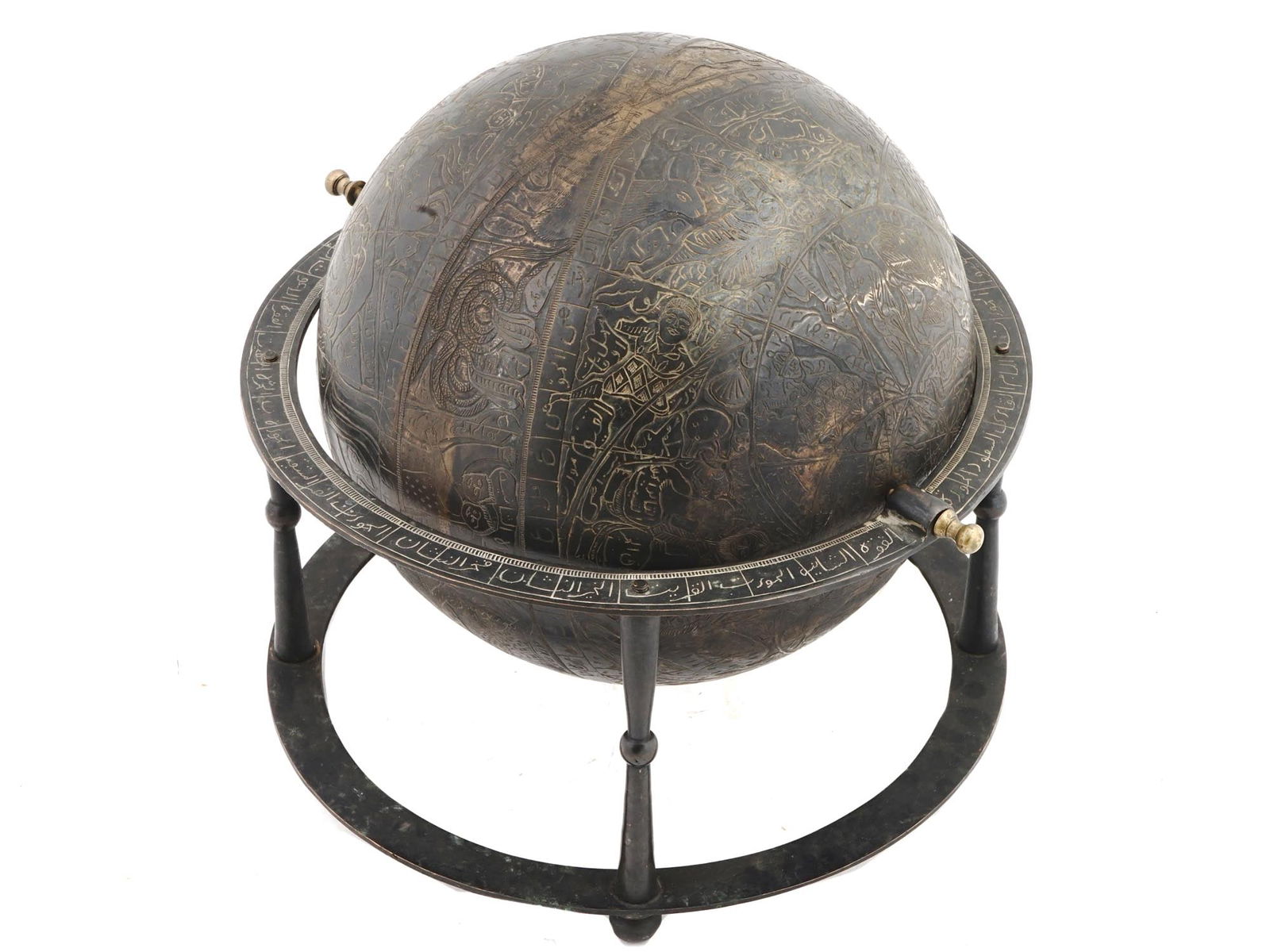 ANTIQUE ISLAMIC BRASS CELESTIAL GLOBE ON A STAND (1 of 5)