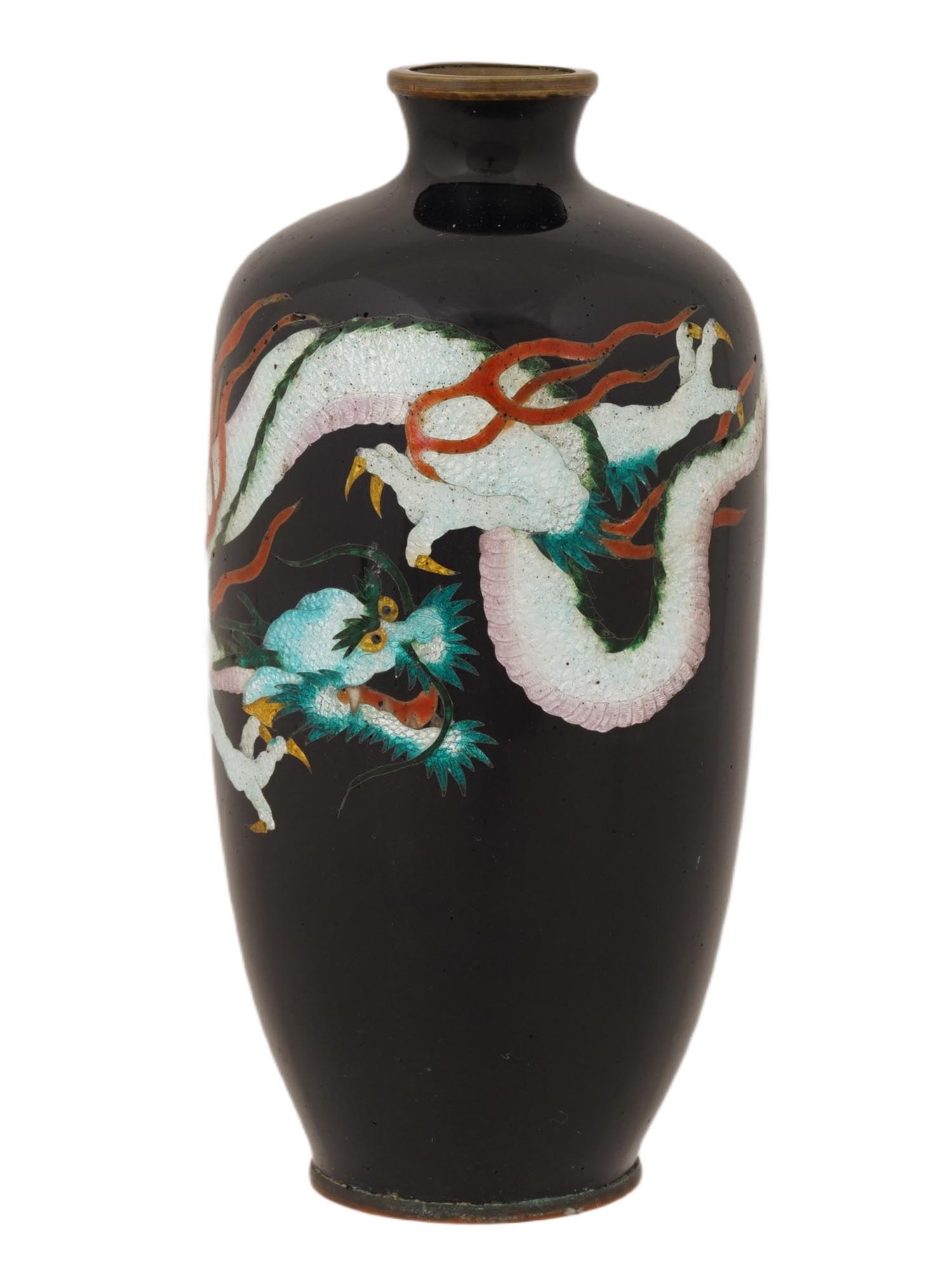 ANTIQUE JAPANESE BRASS AND CLOISONNE ENAMEL VASE (1 of 6)