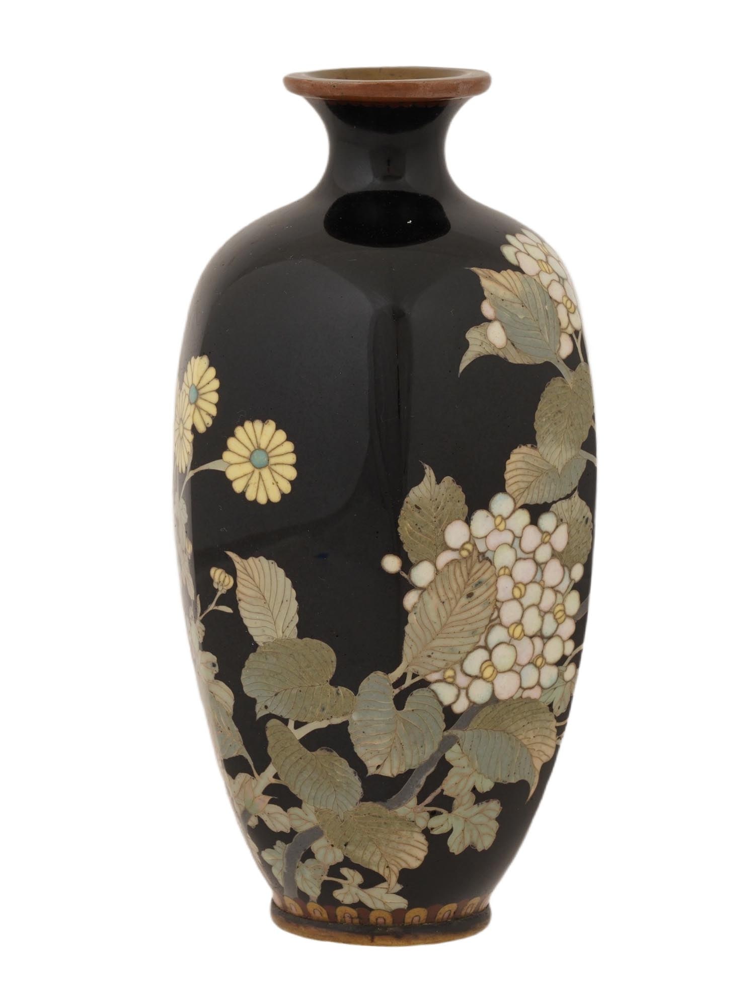 ANTIQUE JAPANESE BRASS AND CLOISONNE ENAMEL VASE (1 of 7)