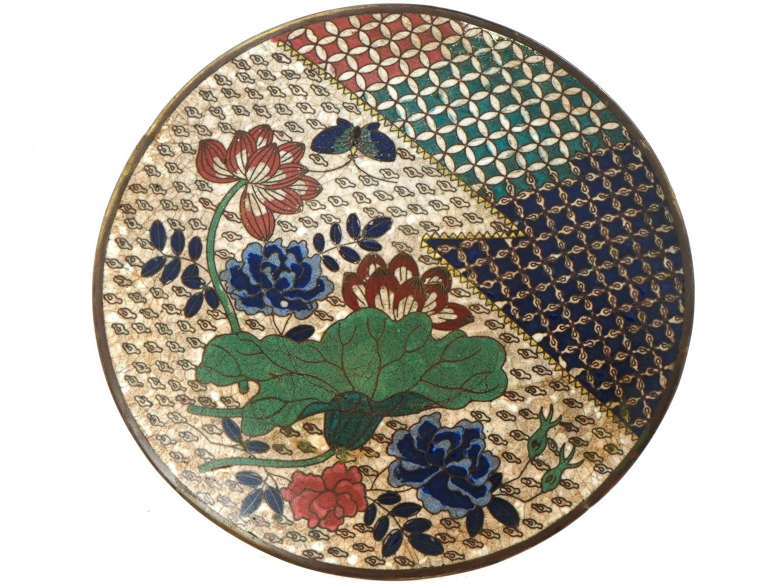ANTIQUE MEIJI ERA JAPANESE CLOISONNE ENAMEL PLATE (1 of 6)