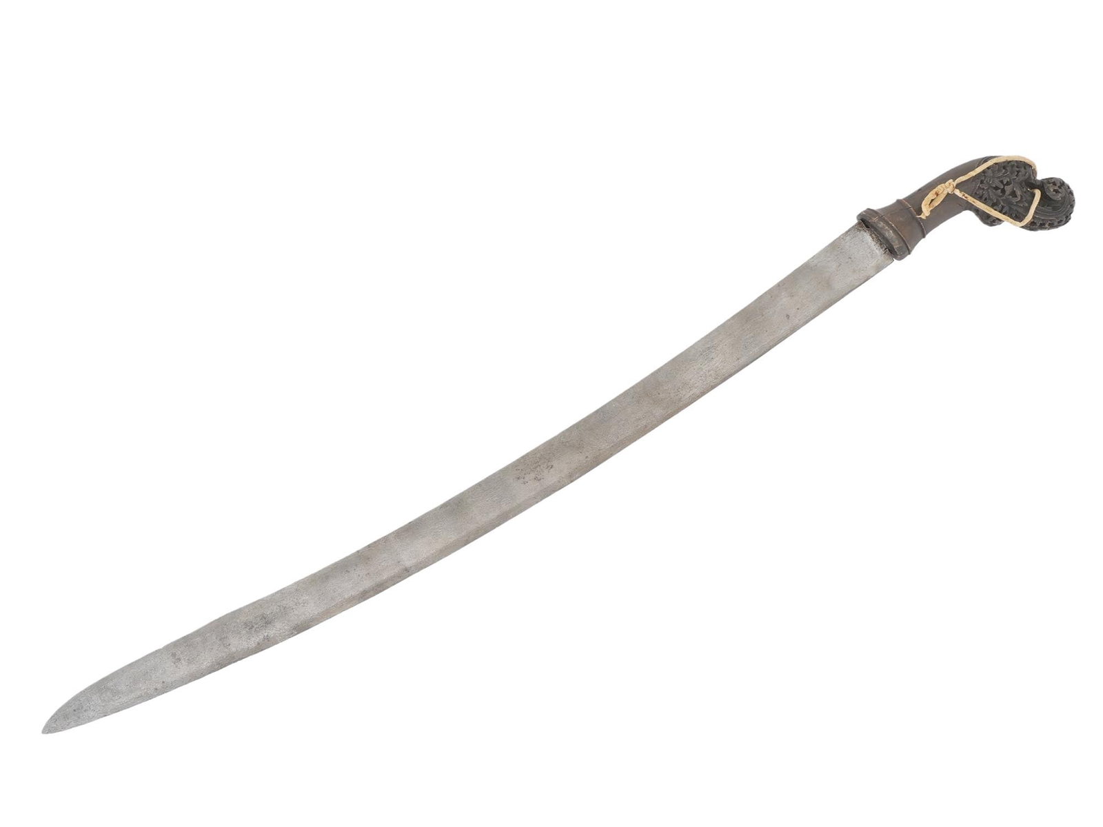 INDONESIAN DAMASCUS STEEL BLADE AND HORN GRIP SWORD (1 of 11)