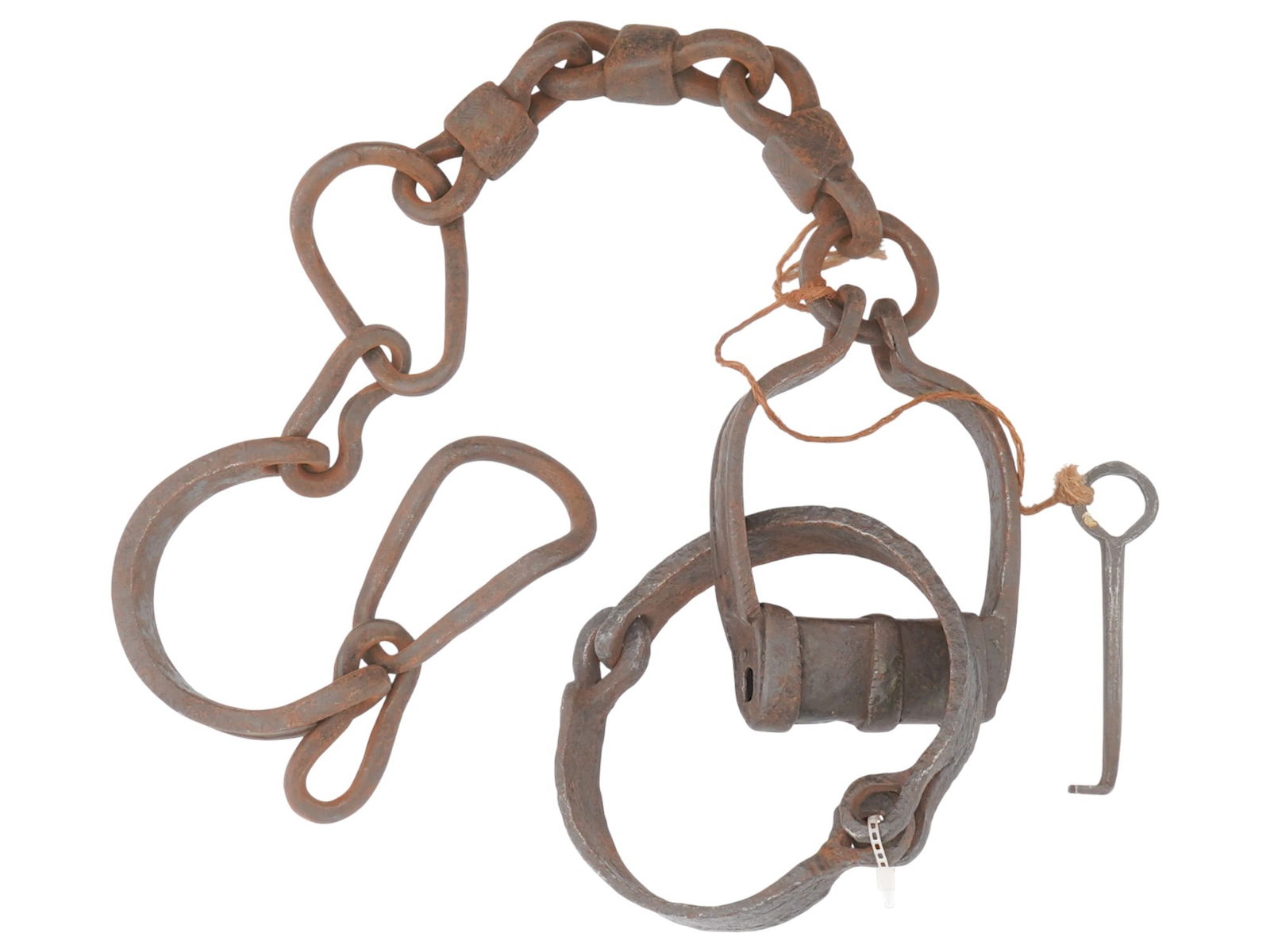 ANTIQUE PRISONERS IRON COLLAR AND LEG CUFFS W KEY (1 of 8)