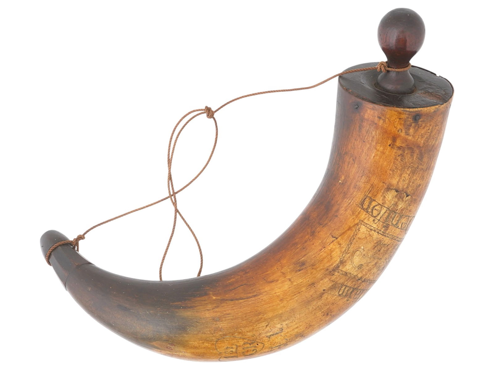 ANTIQUE AMERICAN REVOLUTIONARY WAR ENGRAVED POWDER HORN (1 of 10)