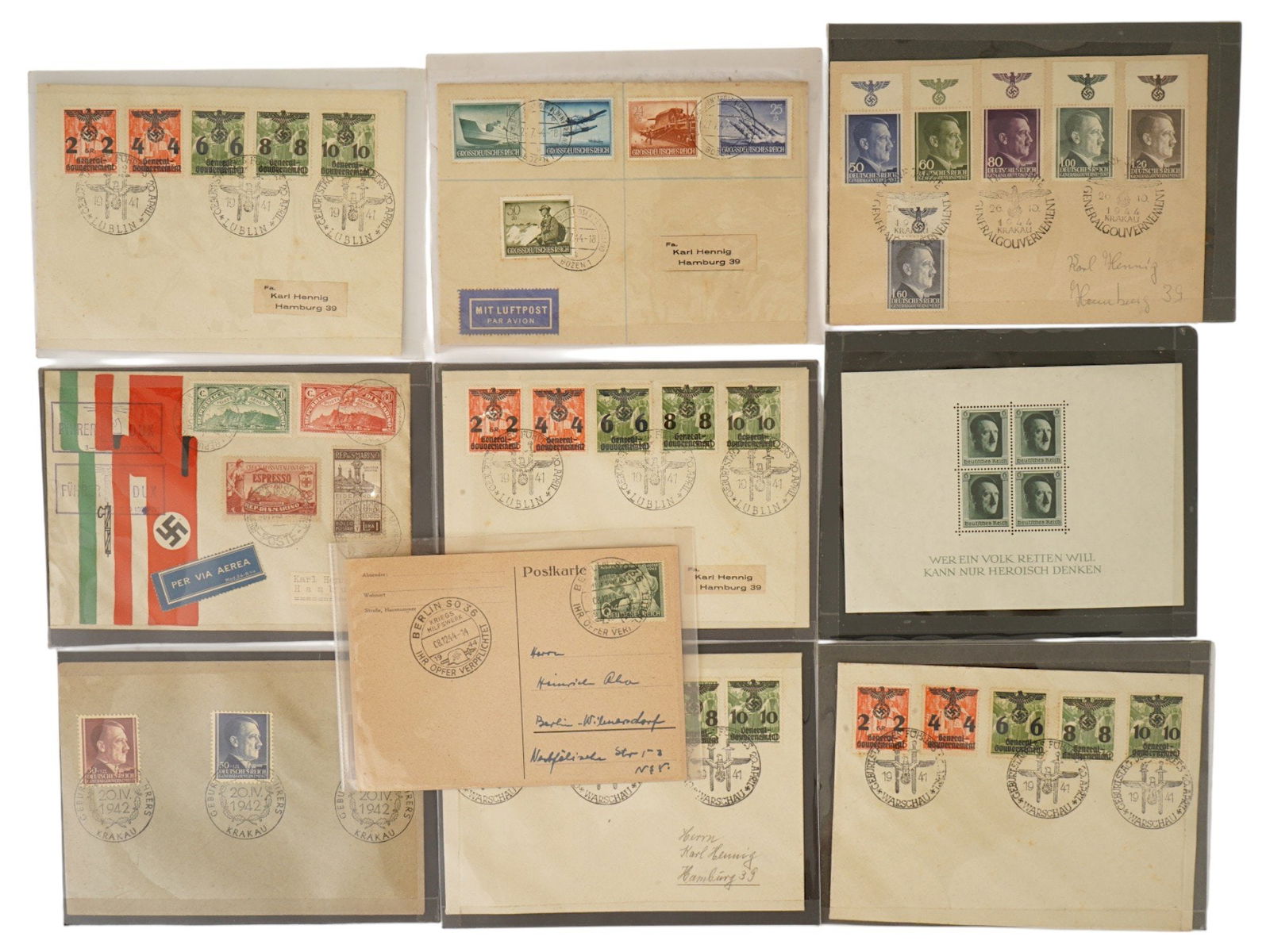 WWII GERMAN THIRD REICH POSTAGE STAMPS AND ENVELOPES (1 of 4)