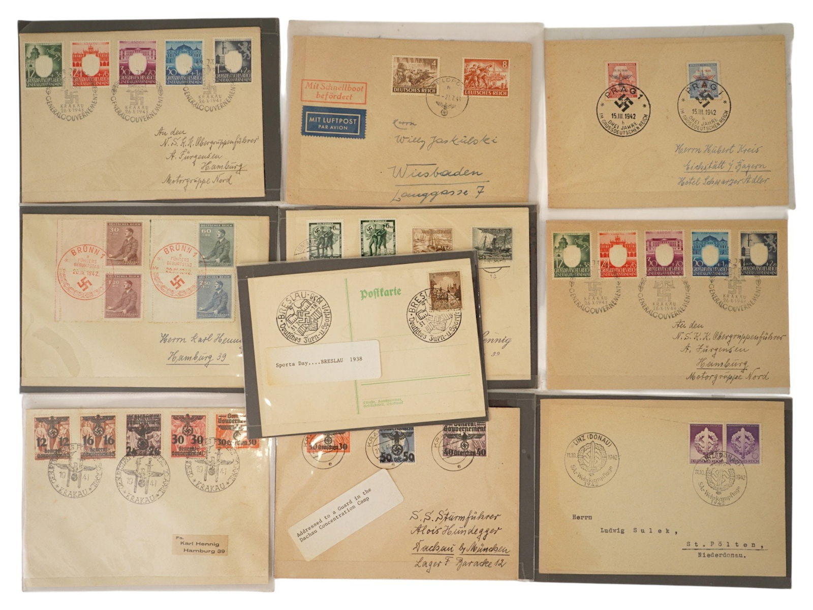 WWII GERMAN THIRD REICH ENVELOPES WITH POSTAGE STAMPS (1 of 4)