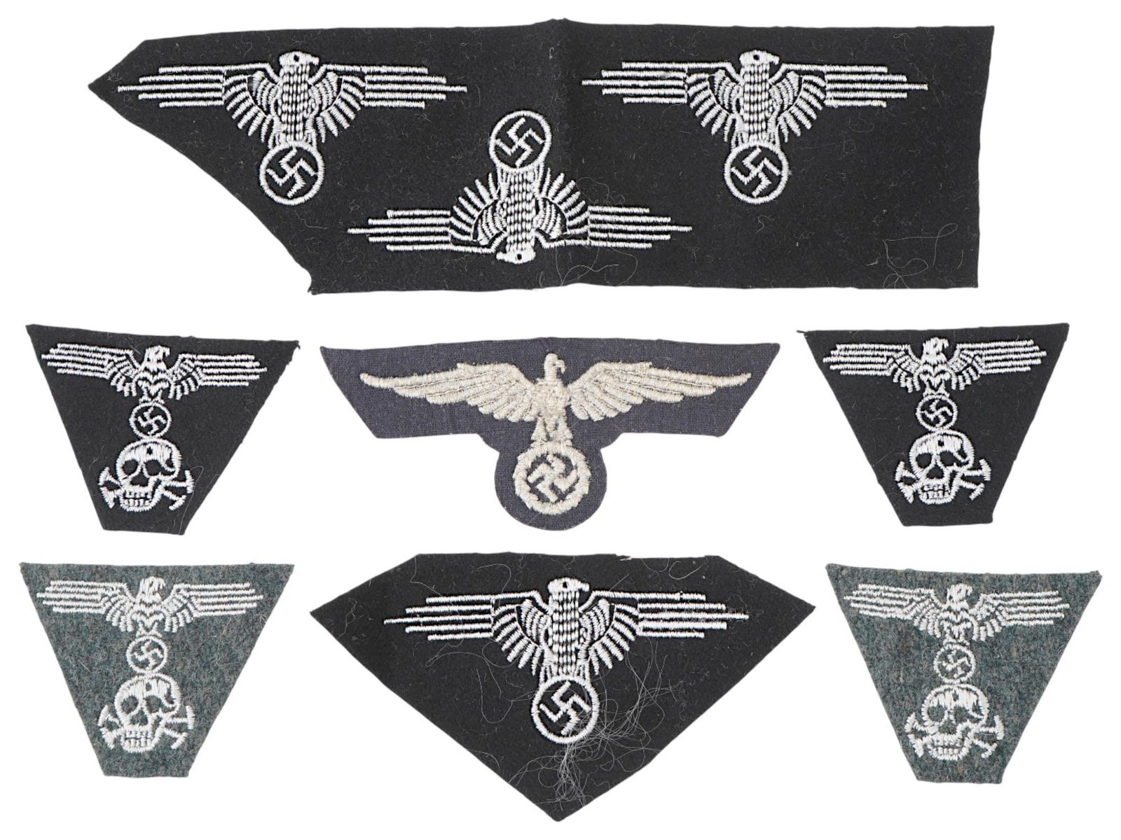 WWII GERMAN WAFFEN SS CAP PATCHES AND SLEEVE EAGLES (1 of 5)