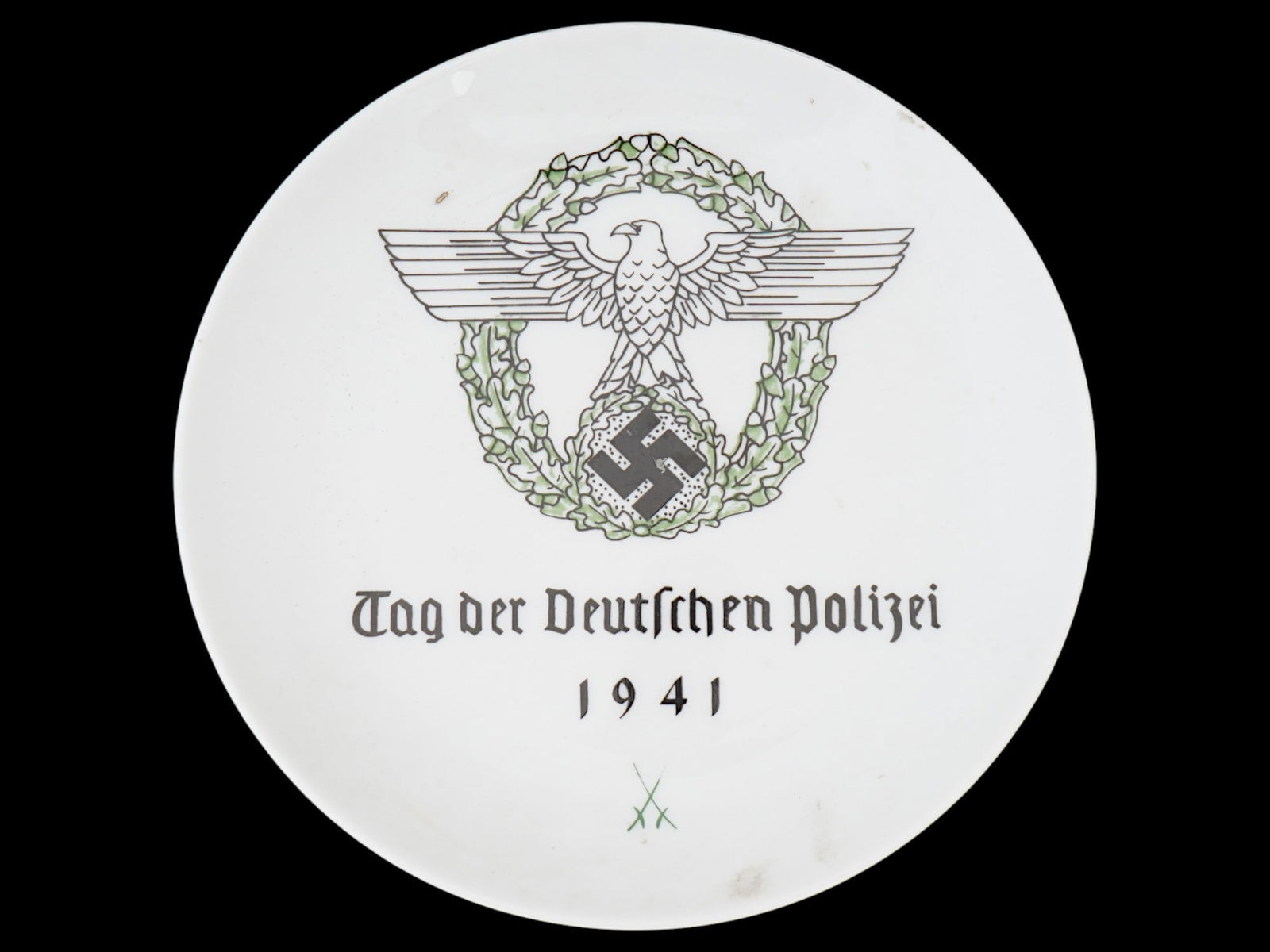 WWII NAZI GERMAN MEISSEN PORCELAIN PLATE DAY OF POLICE (1 of 5)