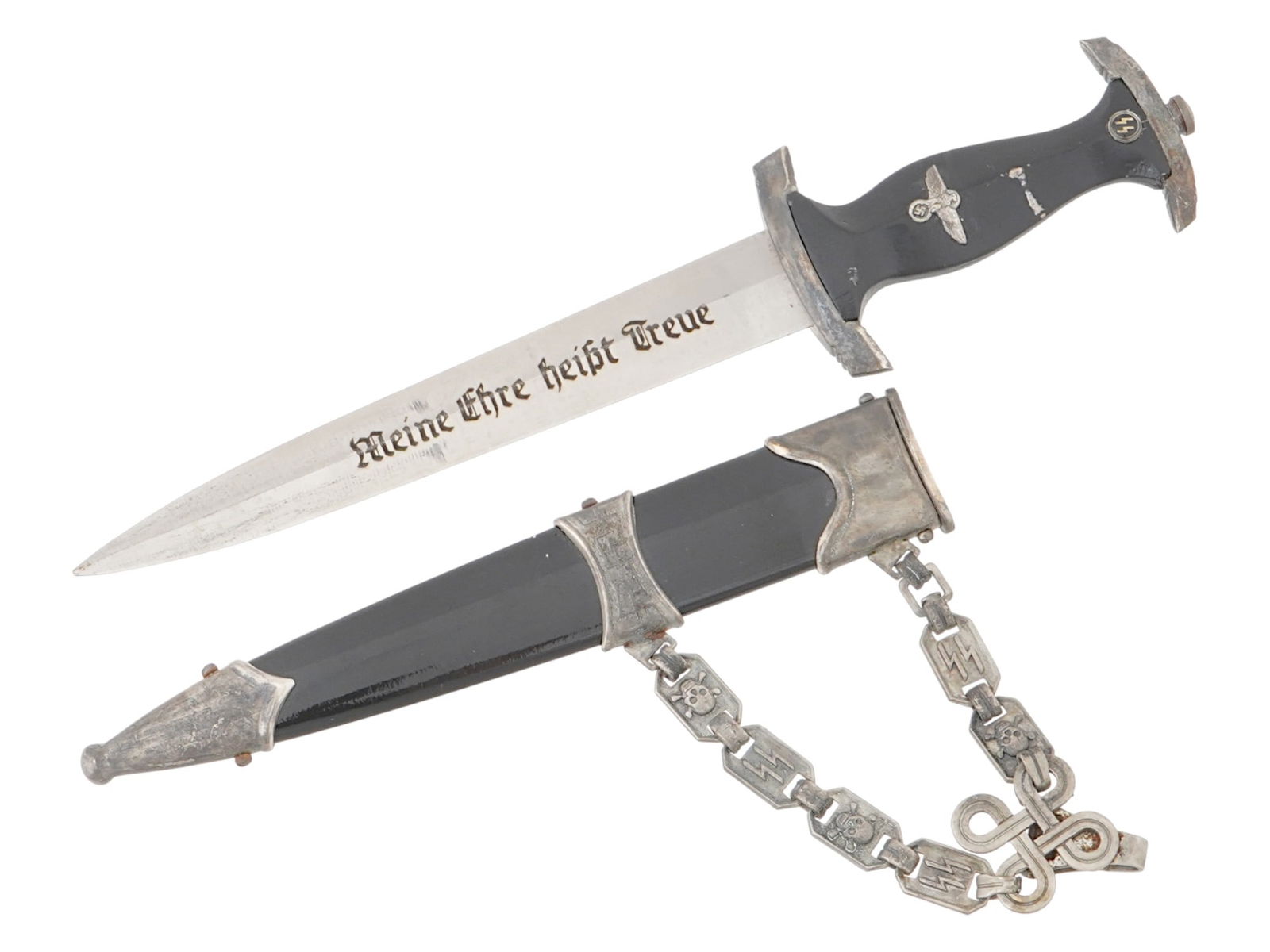 NAZI GERMAN WWII WAFFEN SS DAGGER W SCABBARD (1 of 8)