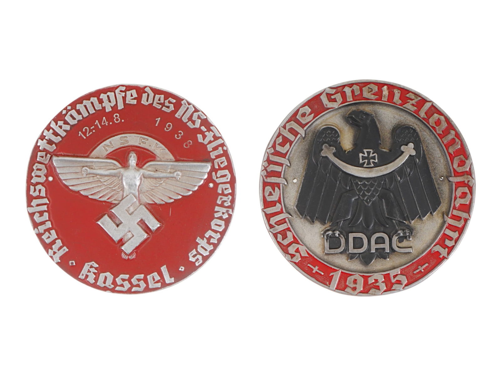 WWII TYPE NAZI GERMAN 1938 NSFK AND 1935 DDAC PLAQUES (1 of 3)