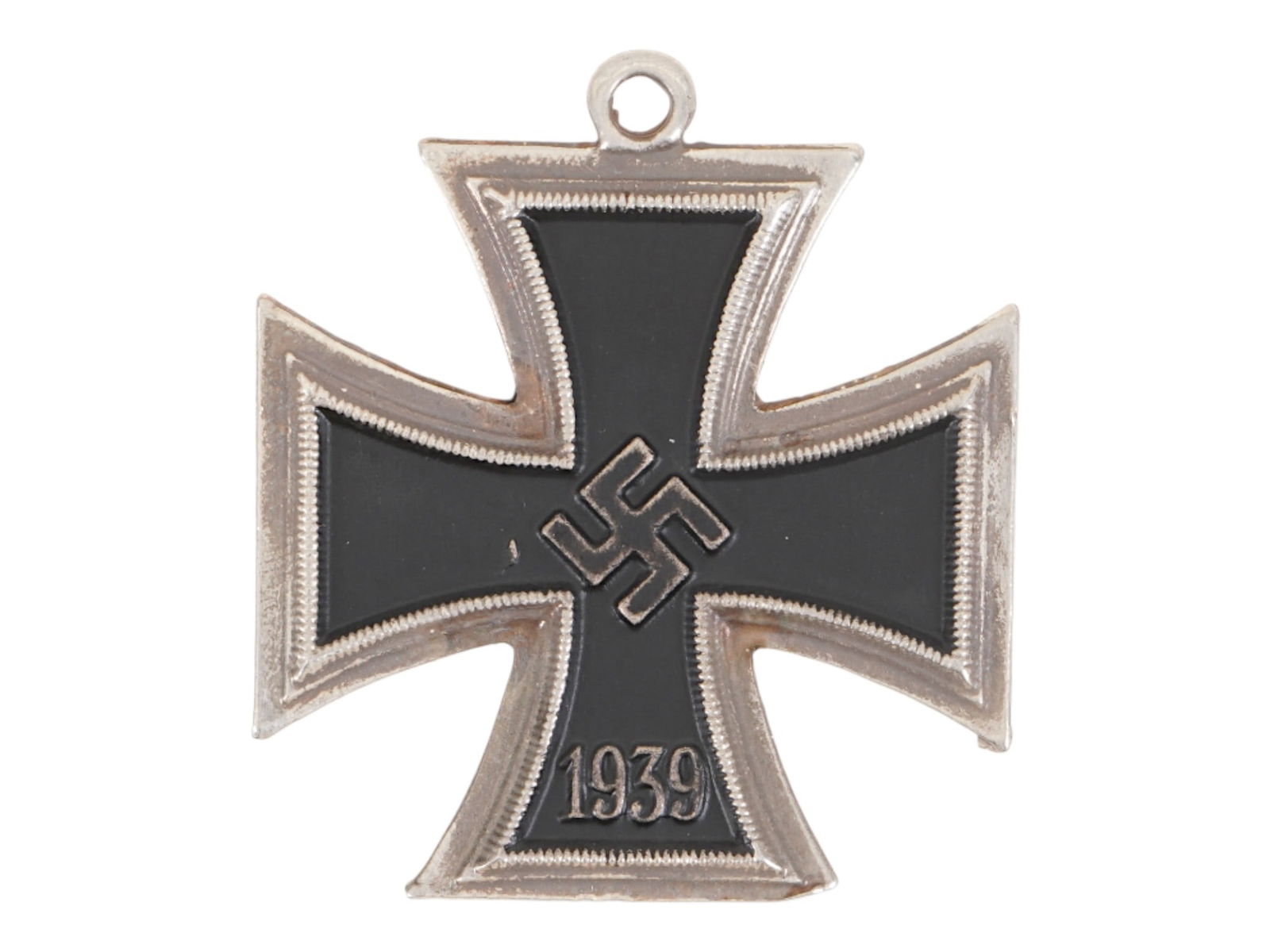 WWII MODEL GERMAN KNIGHTS CROSS OF THE IRON CROSS: A World War II type Knights Cross of the Iron Cross, or Ritterkreuz, the highest award in the military forces of Nazi Germany instituted in September 1939. Cast iron cross of patte shape with embossed