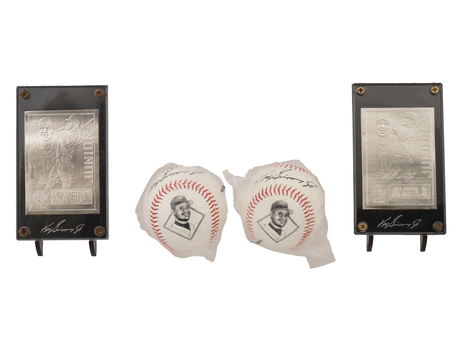 VTG KEN GRIFFEY JR. SILVER CARDS AND BASEBALL REPLICAS (1 of 6)