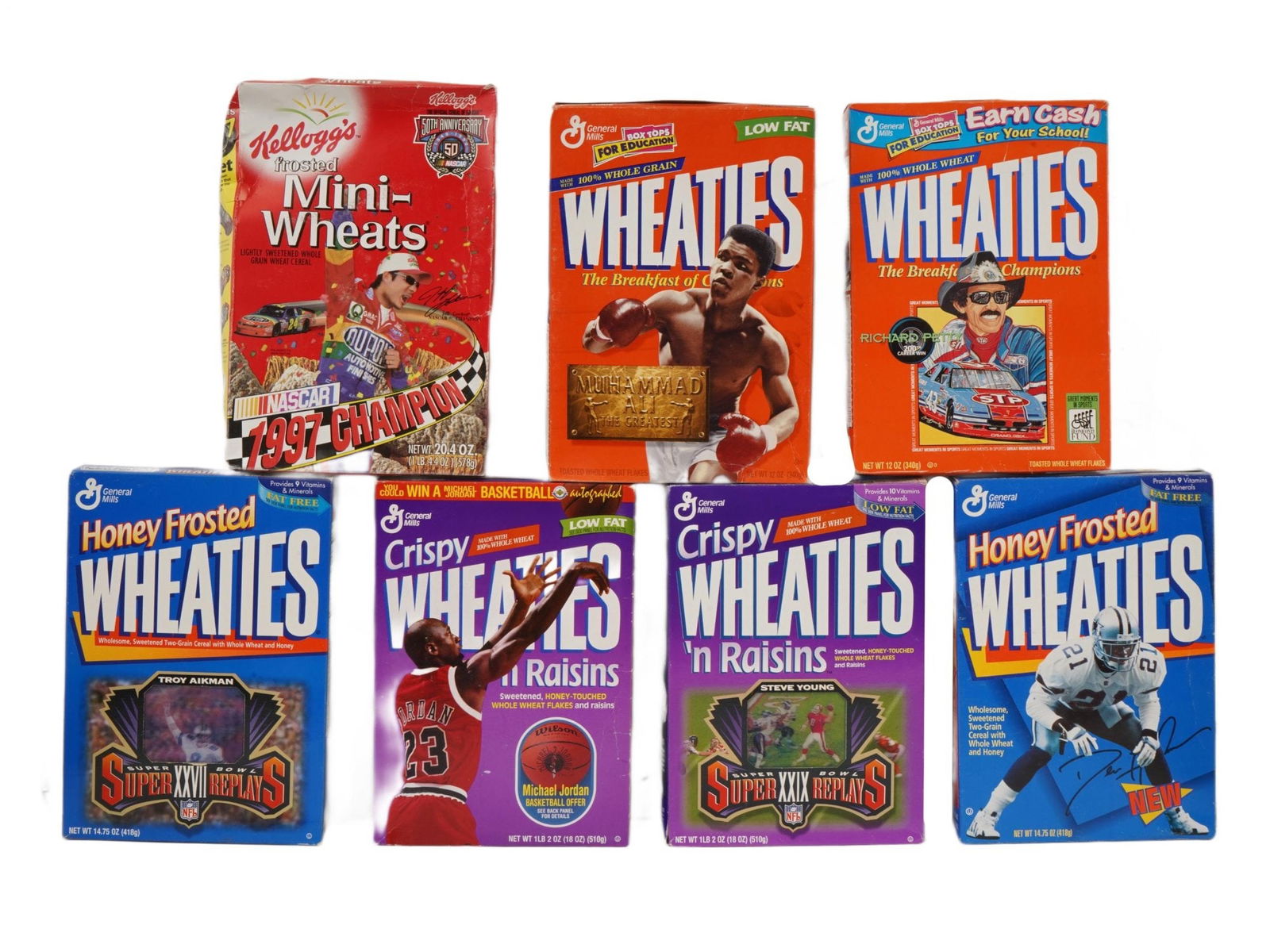 SEVEN VINTAGE WHEATIES CEREAL BOXES SOME WITH CARDS (1 of 9)