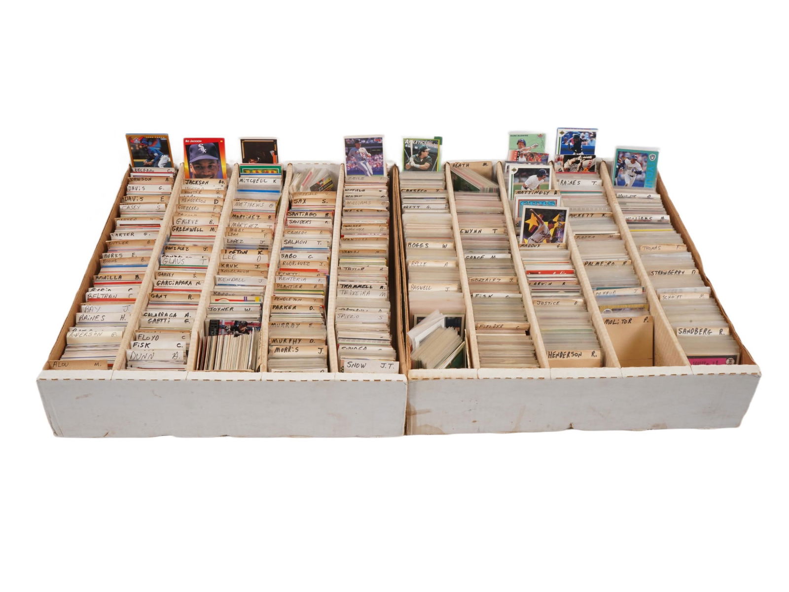 GROUP OF VINTAGE UNSORTED SPORTS TRADING CARDS IN BOXES (1 of 3)