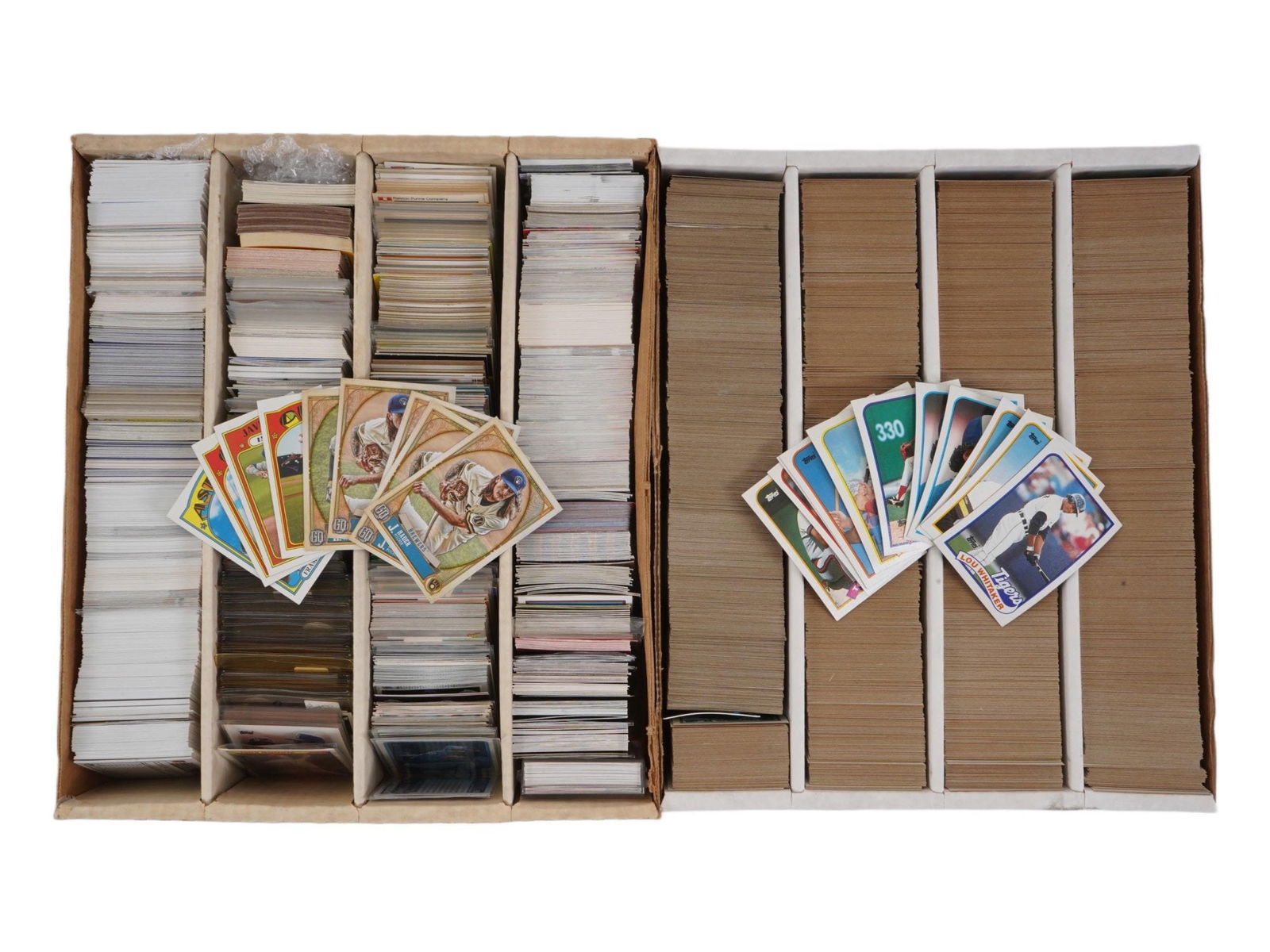 GROUP OF VINTAGE UNSORTED SPORTS TRADING CARDS IN BOXES (1 of 3)