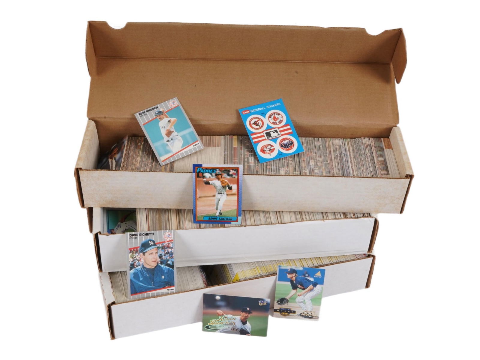 LARGE COLLECTION OF AMERICAN VARIOUS SPORT CARDS: A large collection of American various sports cards. Most cards have a color portrait photo of a player and printed information on the backside. Circa: the late 20th century. Presented in boxes. Vinta