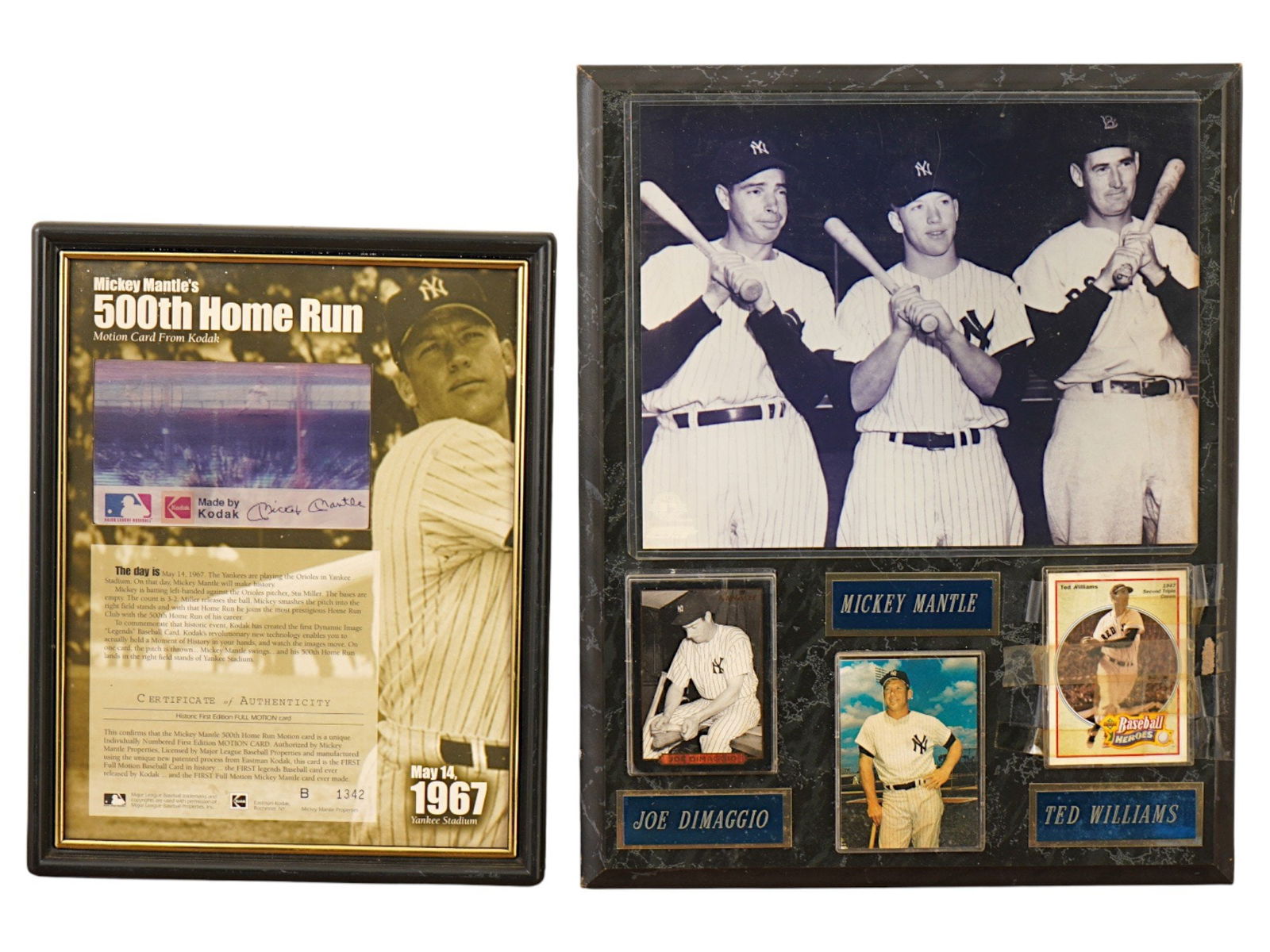 TWO NEW YORK YANKEES LEGEND FRAMED MEMORABILIA DISPLAYS (1 of 7)