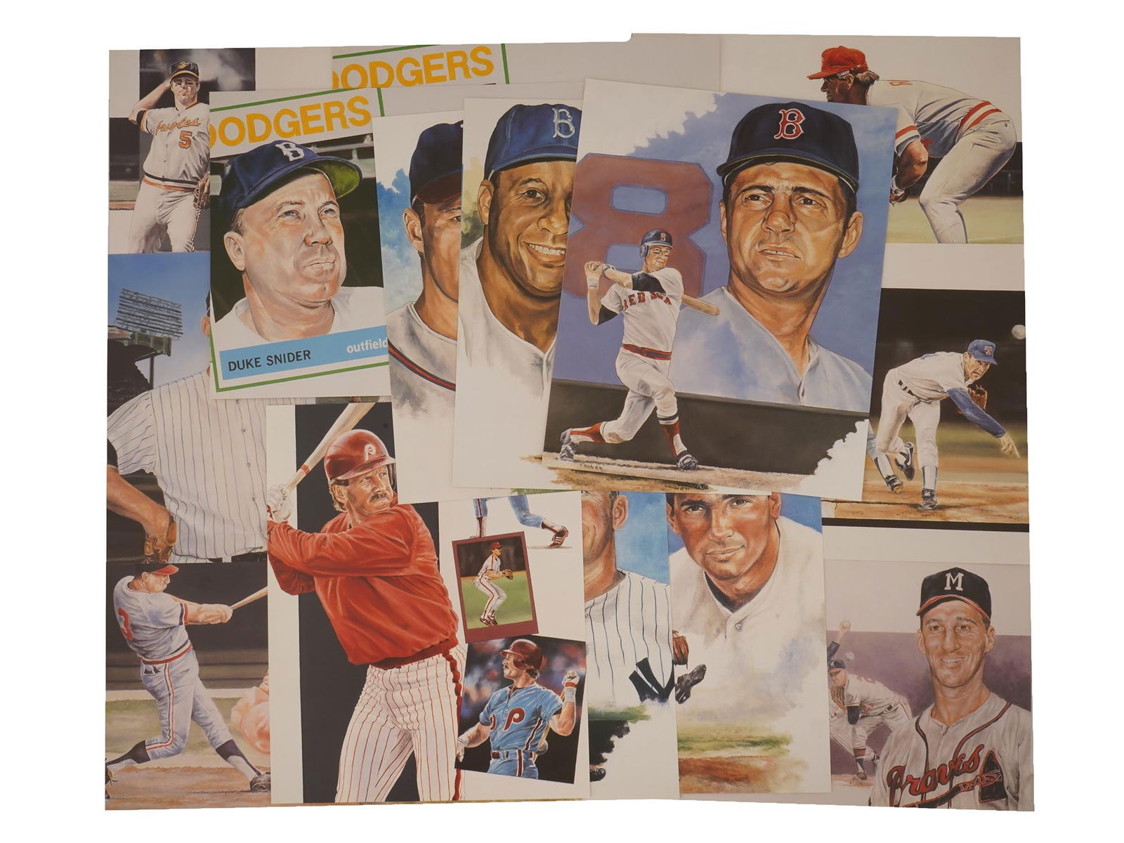LOT OF AMERICAN BASEBALL LEGENDS PORTRAIT PRINTS (1 of 6)