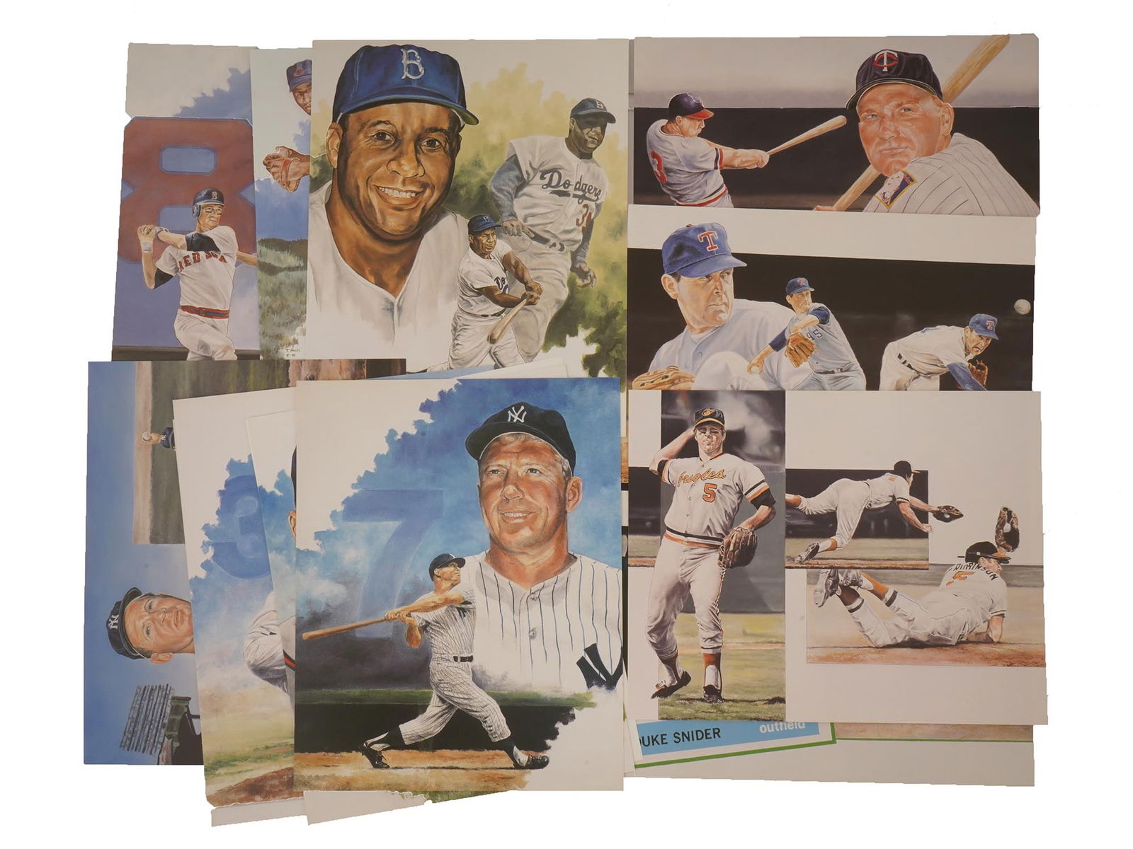 LOT OF AMERICAN BASEBALL LEGENDS PORTRAIT PRINTS (1 of 7)
