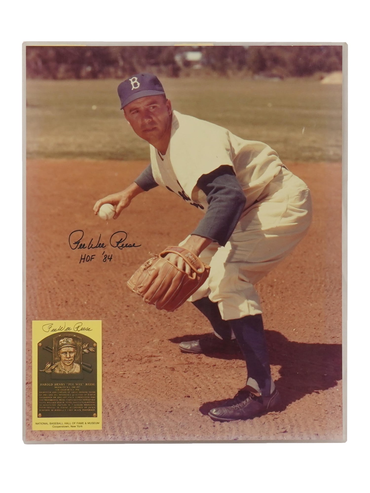 PEE WEE REESE AUTOGRAPHED BASEBALL PHOTO (1 of 5)