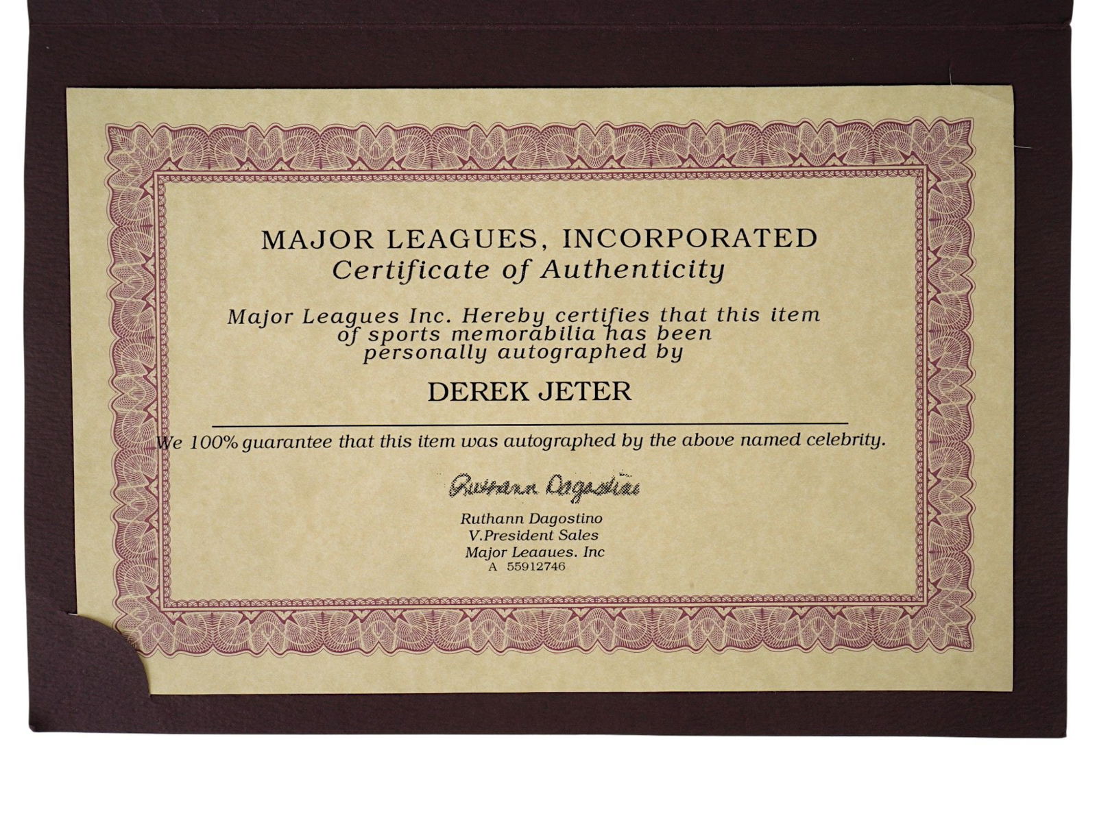 DEREK JETER AUTOGRAPHED BASEBALL WITH COA - 7