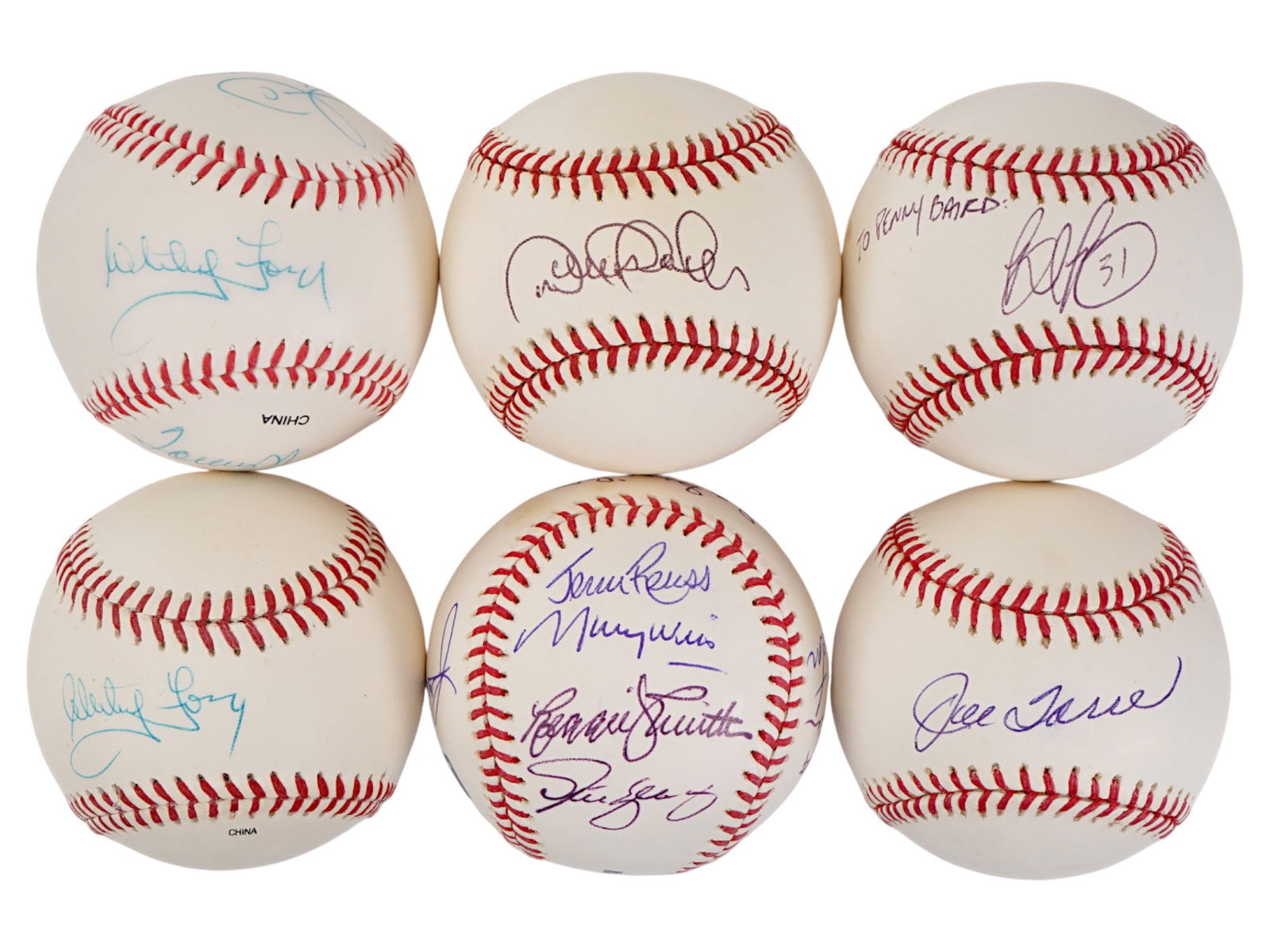 LOT OF 6 AUTOGRAPHED BASEBALLS IN CASES (1 of 6)