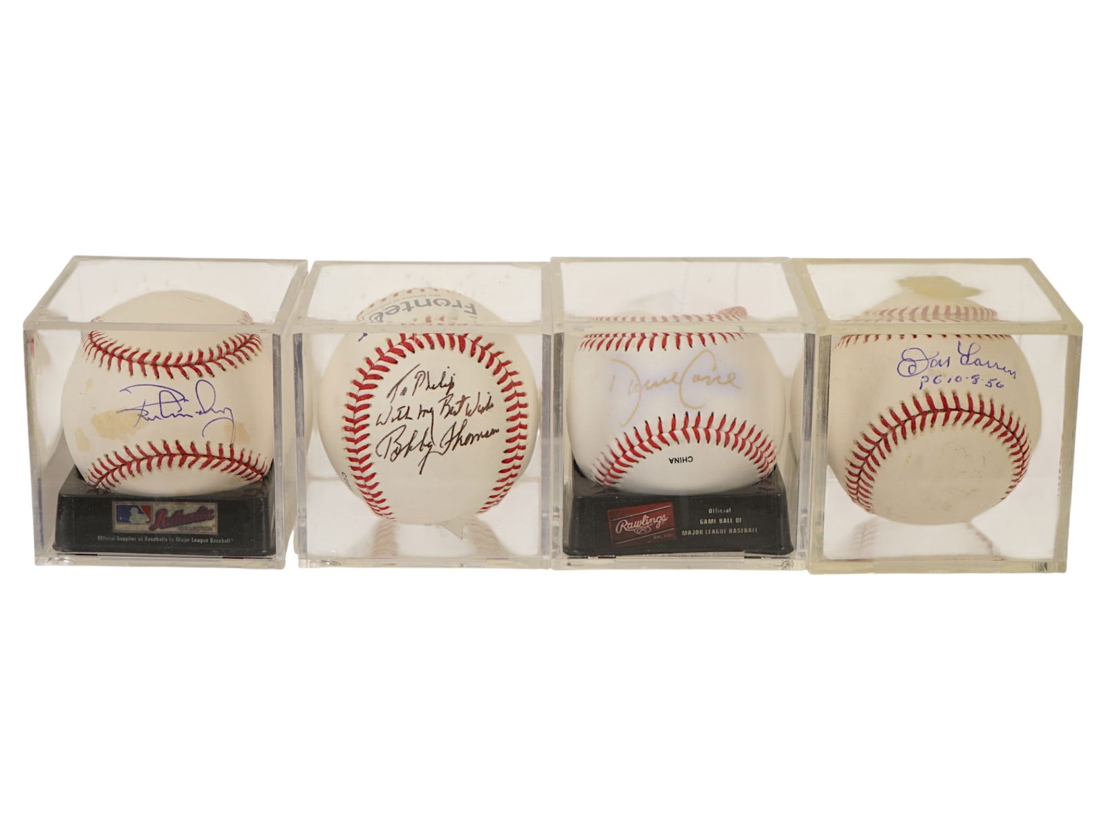 LOT OF 4 AUTOGRAPHED BASEBALLS IN CASES (1 of 6)