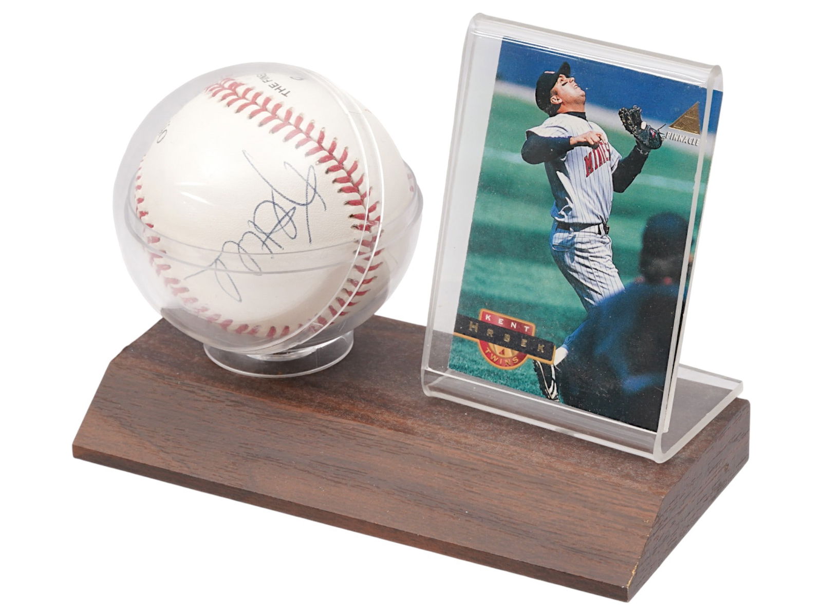 KENT HRBEK AUTOGRAPHED BASEBALL AND TRADING CARD (1 of 5)