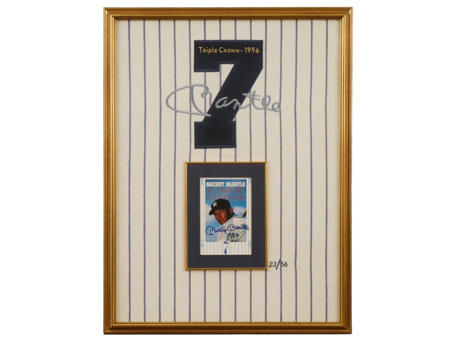 MICKEY MANTLE TRIPLE CROWN SIGNED JERSEY MATERIAL (1 of 5)