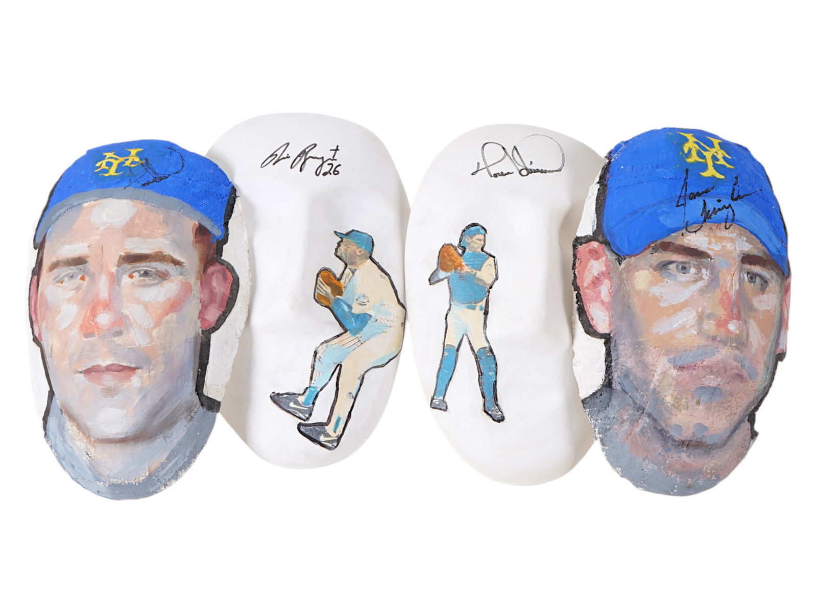 LOT OF 4 NY METS CUSTOM PLASTER MASKS SIGNED (1 of 8)