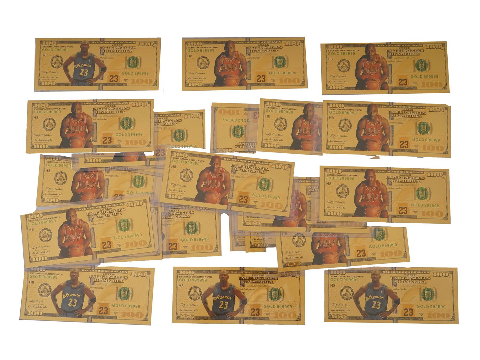 LOT OF MICHAEL JORDAN GOLD LEAF 100 DOLLAR BILLS (1 of 5)