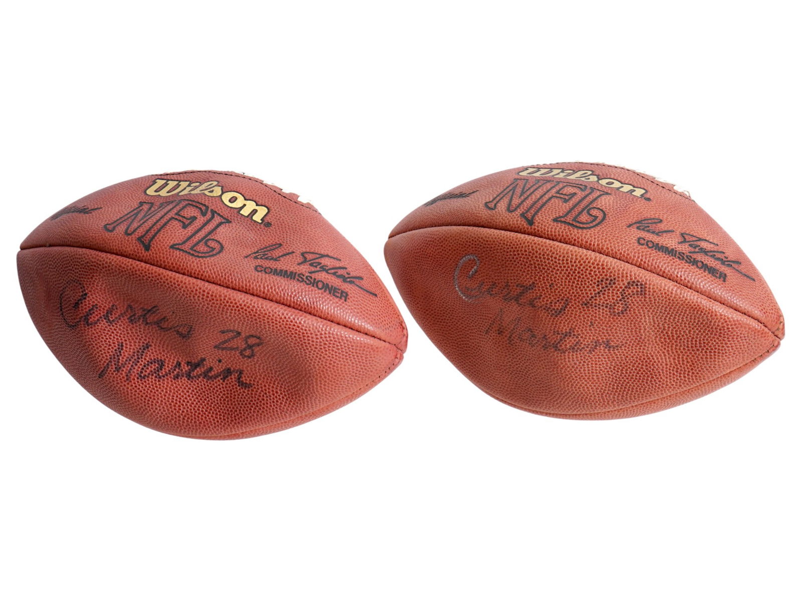 LOT OF 2 NY JETS CURTIS MARTIN SIGNED FOOTBALLS (1 of 4)