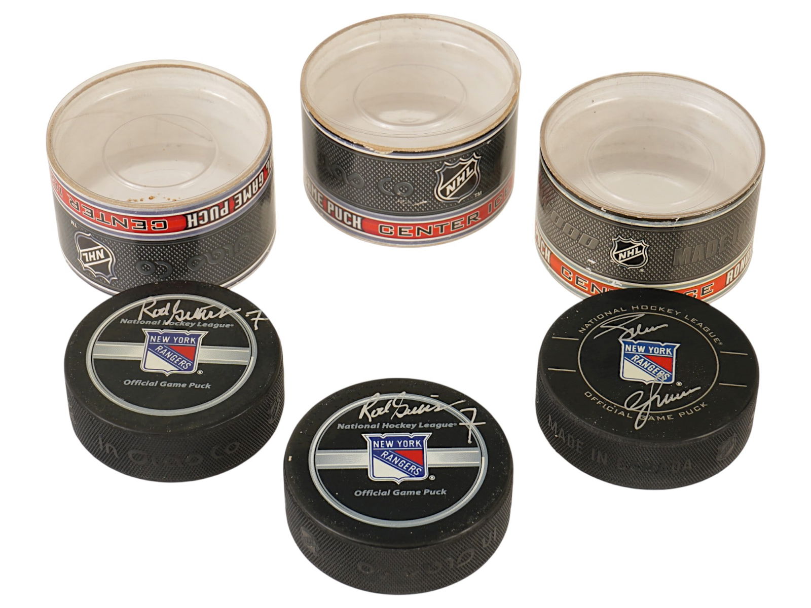 LOT OF 3 NY RANGERS AUTOGRAPHED PUCKS NHL AUTH (1 of 8)