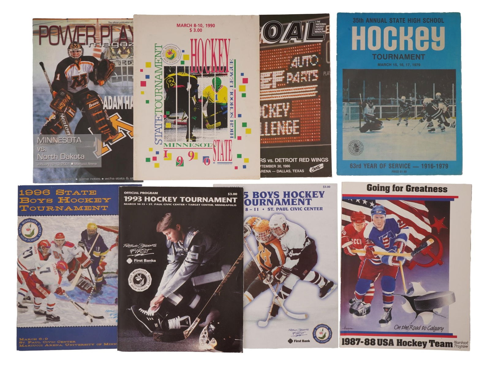 COLLECTION OF 8 VINTAGE AMERICAN NHL MAGAZINES PROGRAMS (1 of 4)