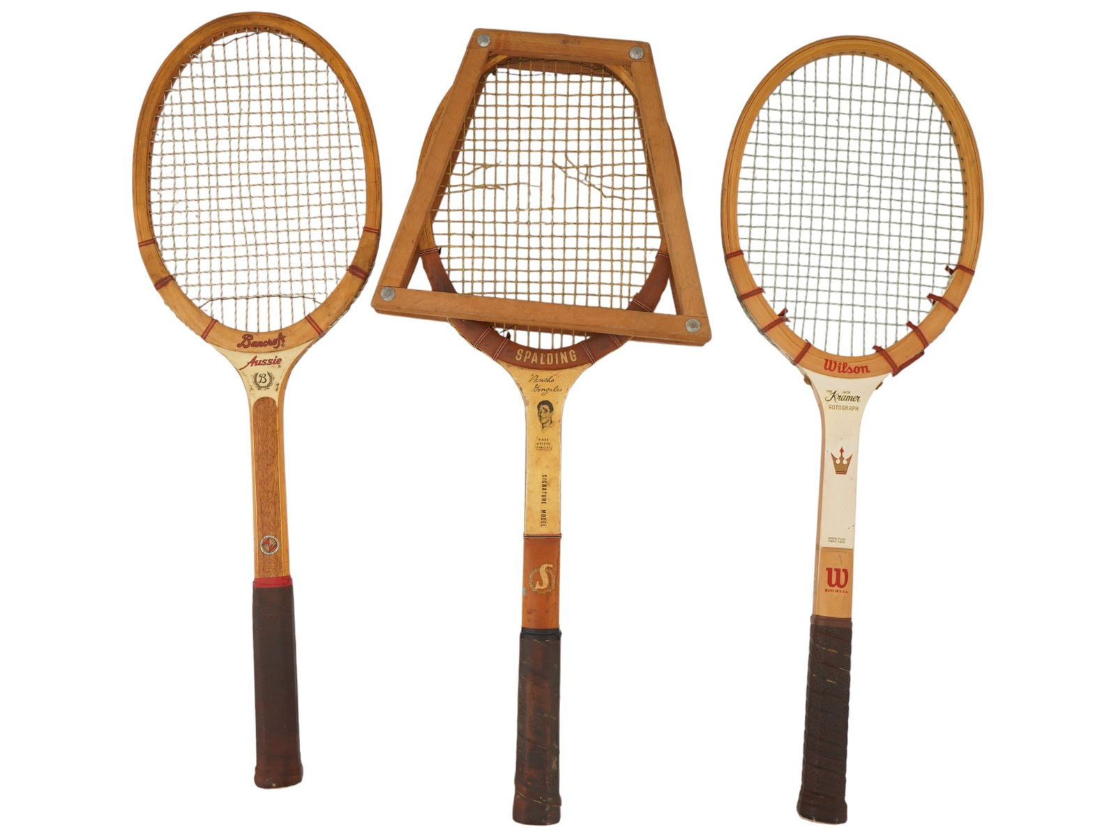 VINTAGE AMERICAN WOODEN TENNIS RACKETS MID 20TH C (1 of 7)