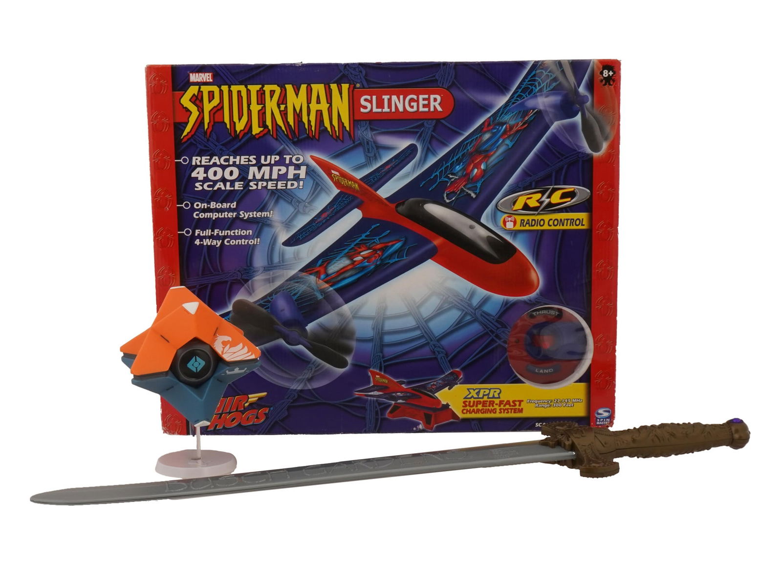 GROUP OF THREE TOYS INCL SPIDER MAN AIRPLANE IN BOX (1 of 8)