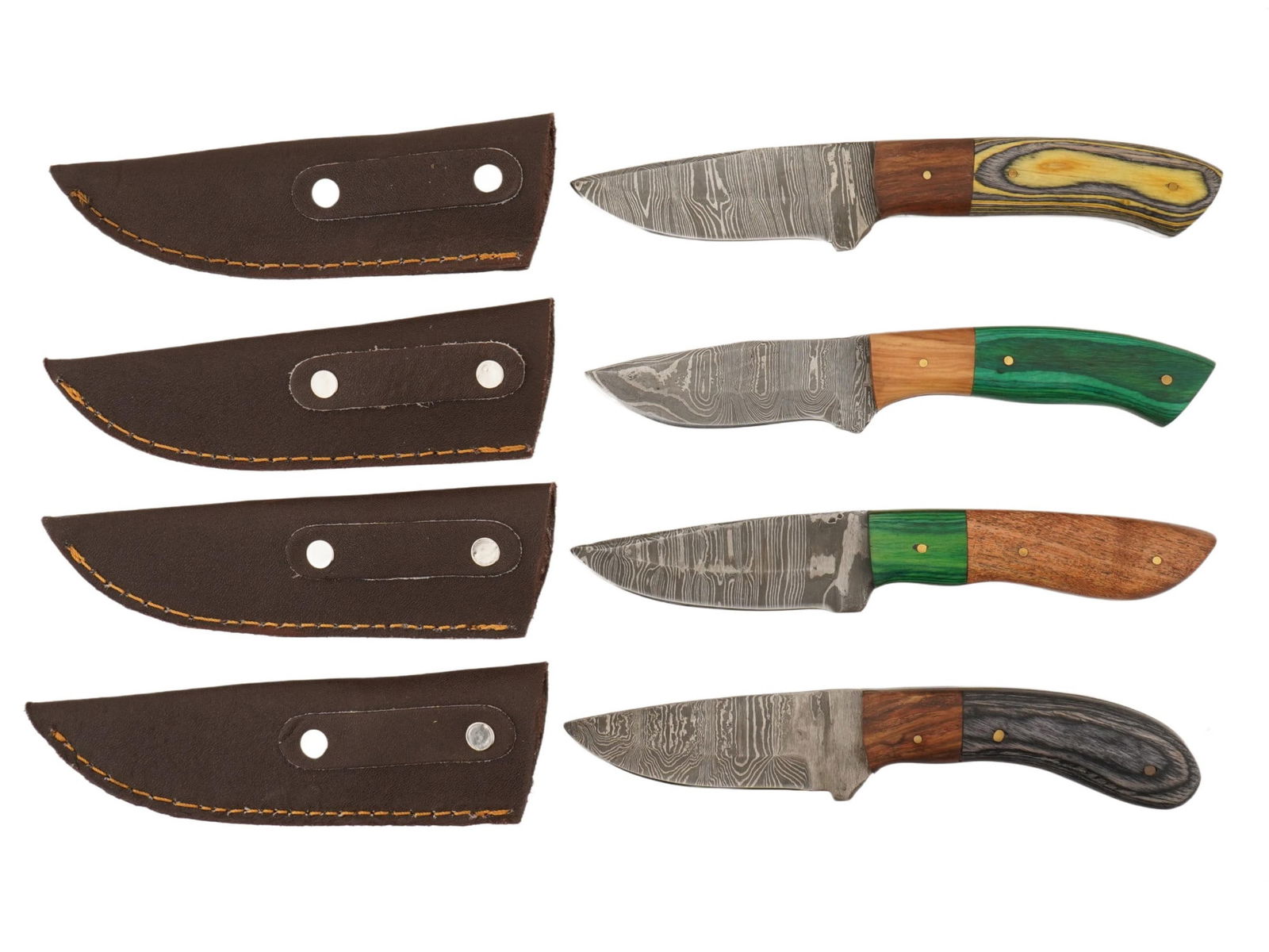 COLLECTION OF DAMASCUS STEEL FIXED BLADE HUNTING KNIVES (1 of 8)