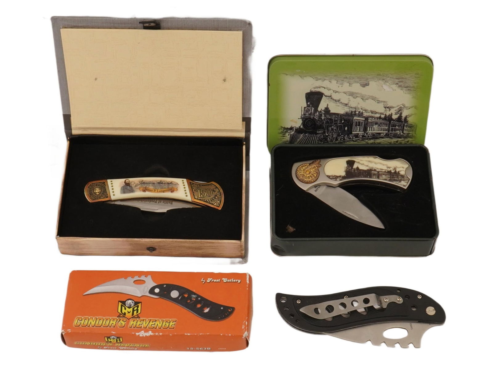 VINTAGE STAINLESS STEEL FOLDING POCKET KNIVES IOB (1 of 9)