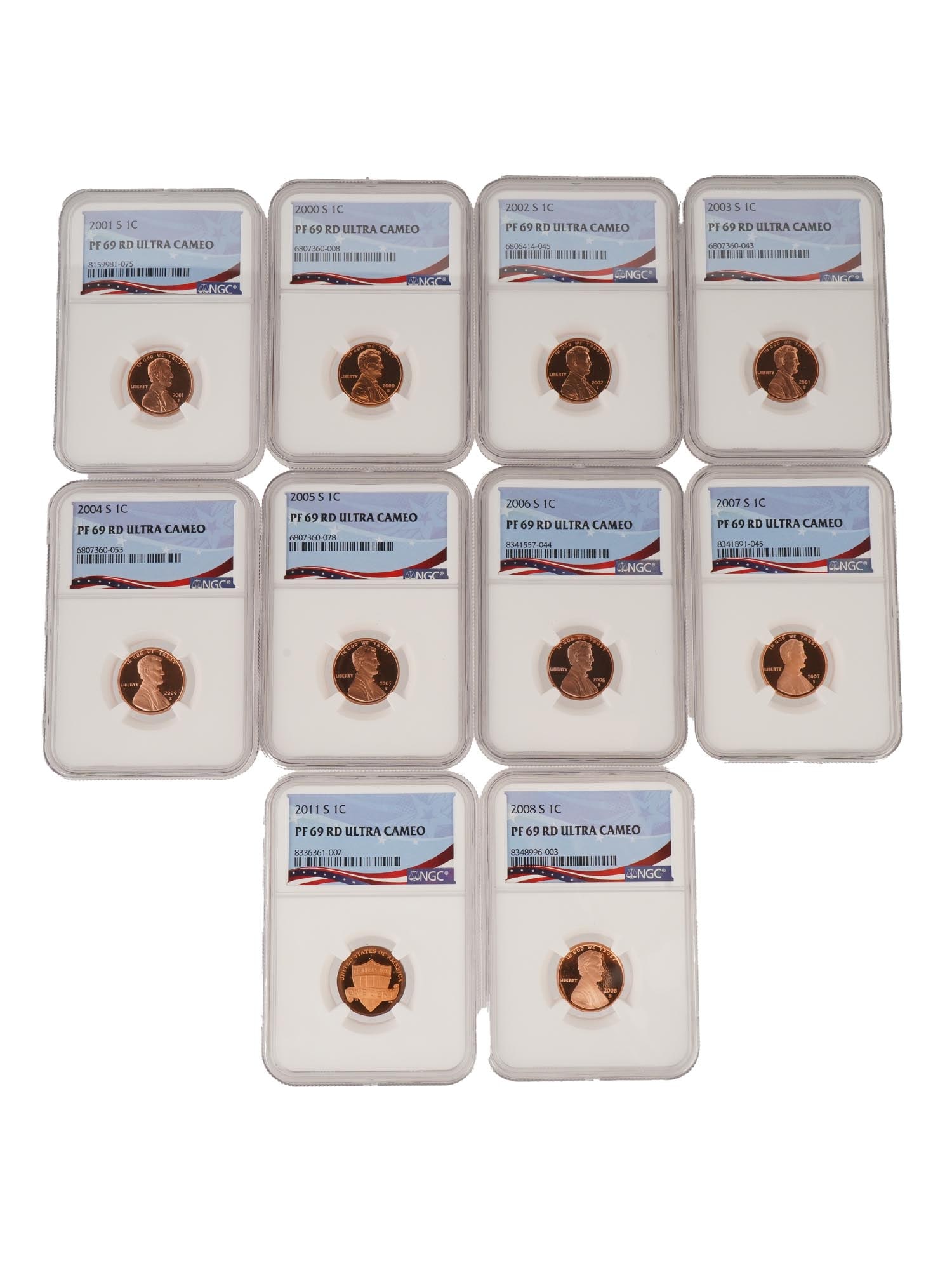 COLLECTION OF LINCOLN MEMORIAL PROOF CENTS FROM 2000S (1 of 8)