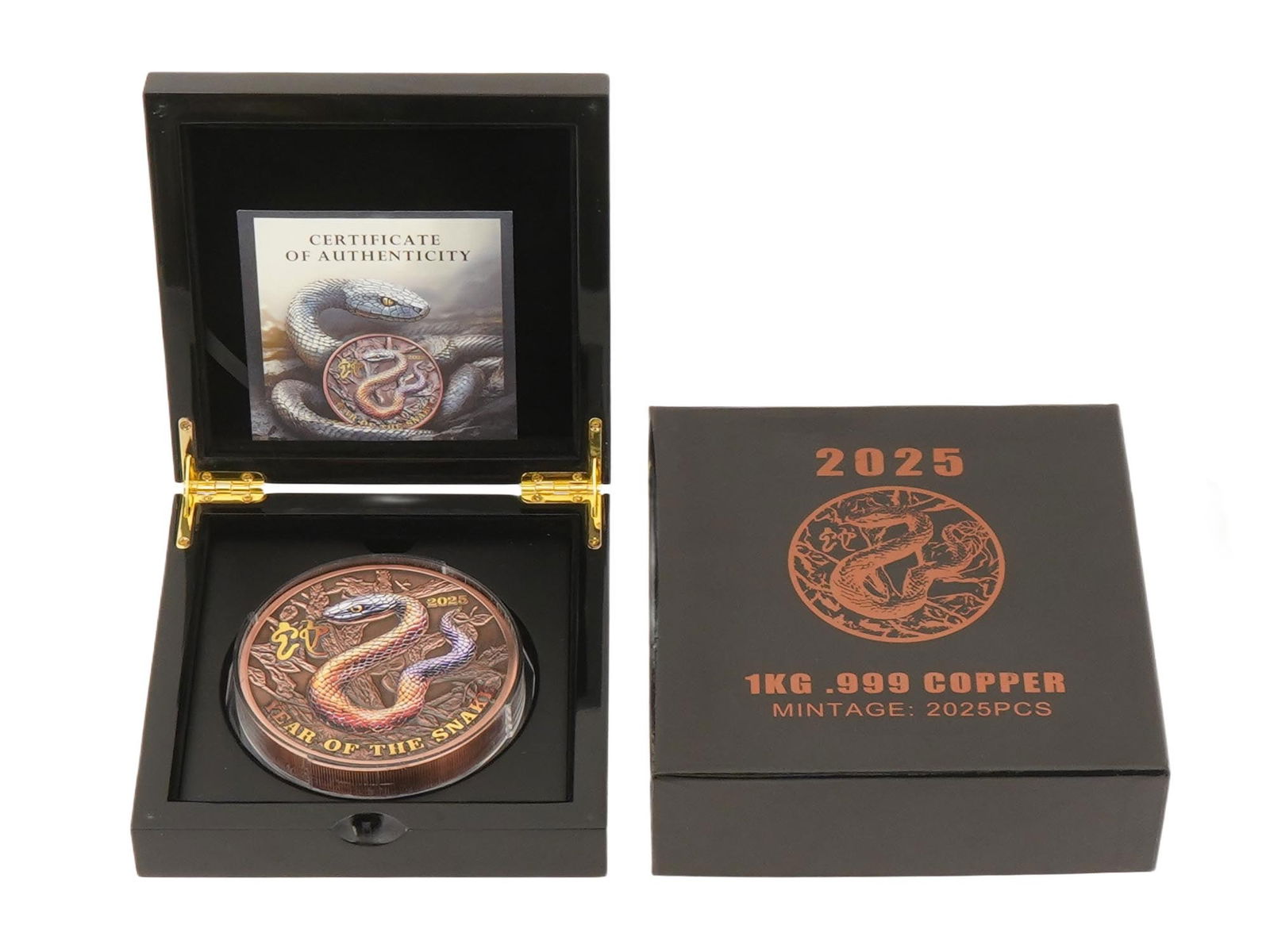 LARGE SNAKE THEMED 1 KILOGRAM COPPER COIN W COA (1 of 5)