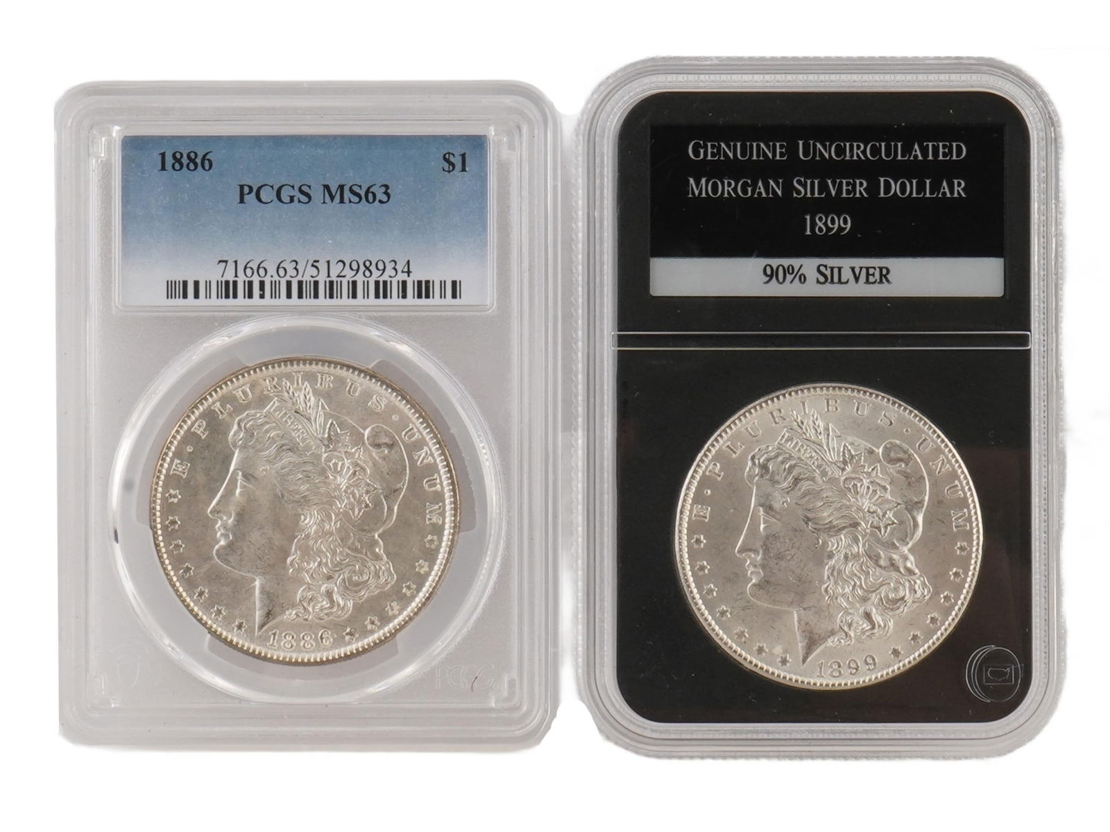 LOT OF AMERICAN MORGAN SILVER COINS GRADED BY PCGS (1 of 6)